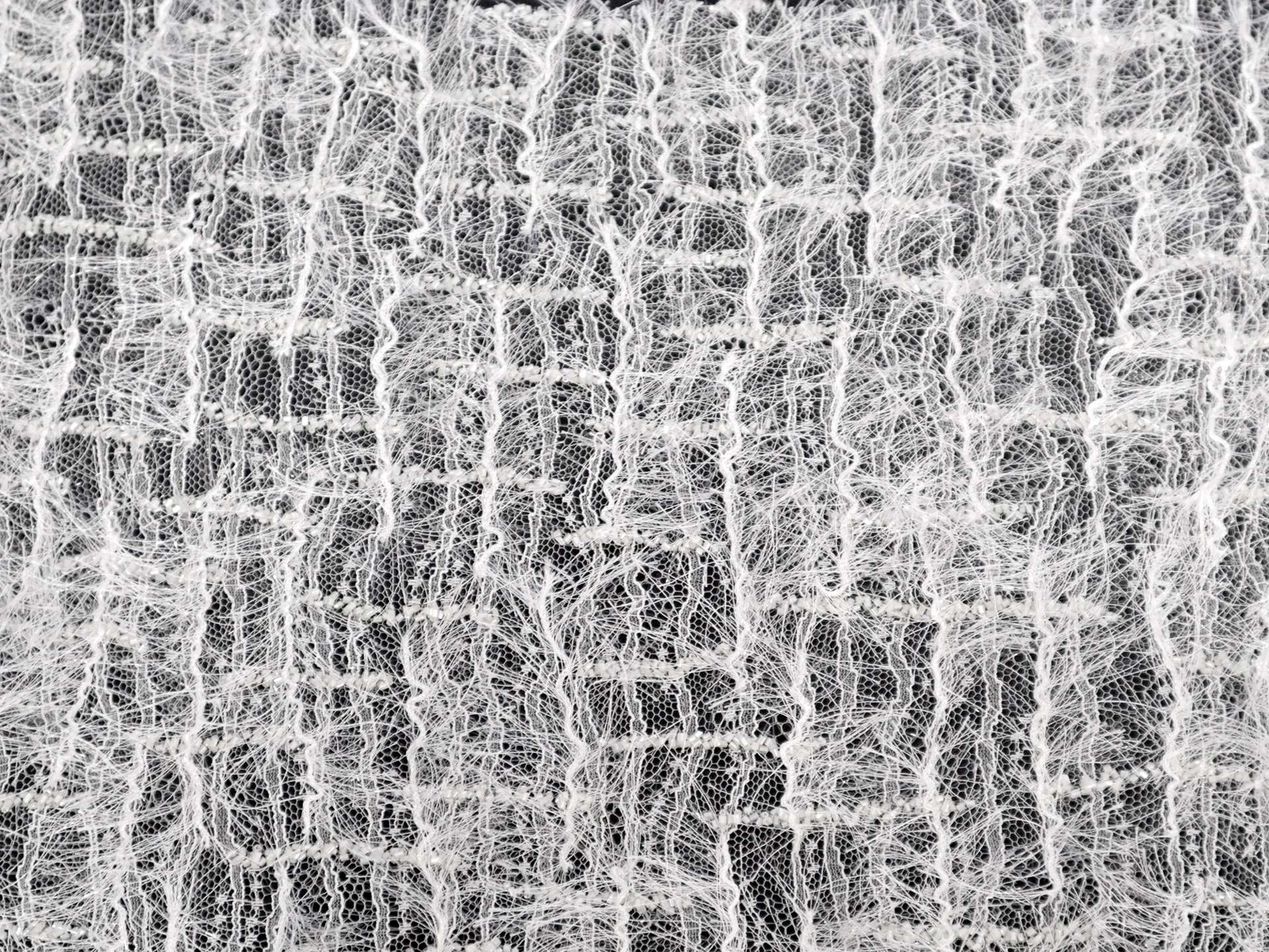 Novelty Fringe and Bugle Beads on Netting in White