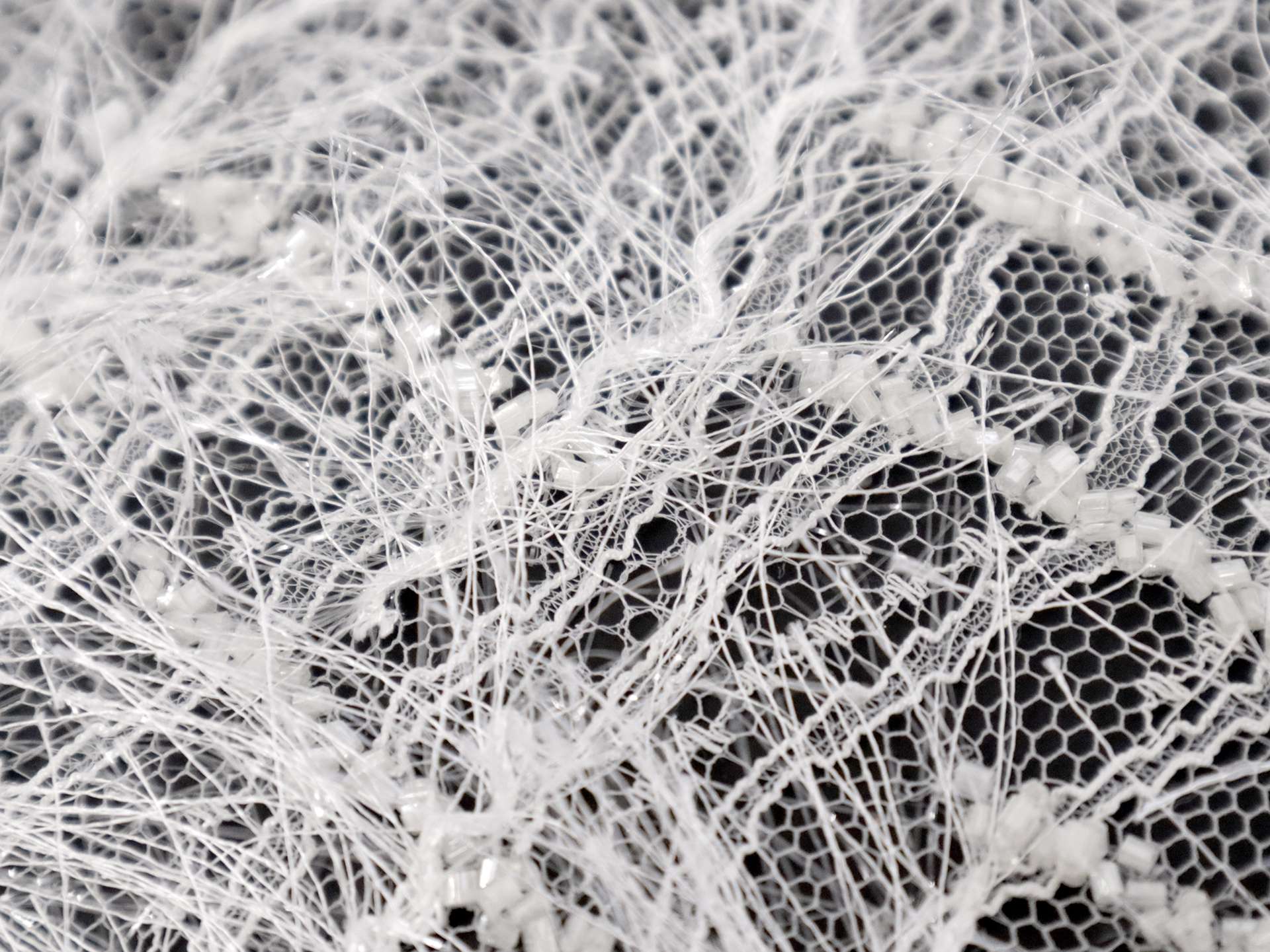 Novelty Fringe and Bugle Beads on Netting in White