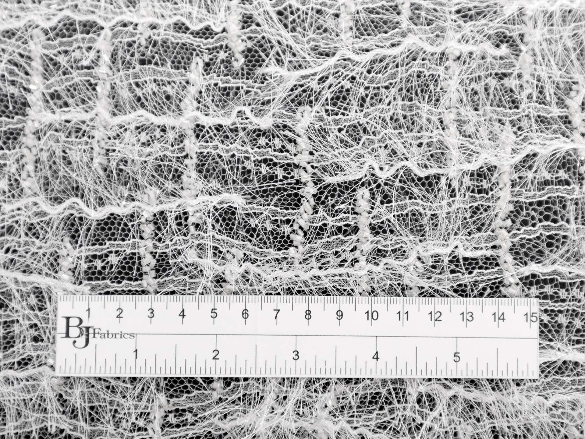 Novelty Fringe and Bugle Beads on Netting in White