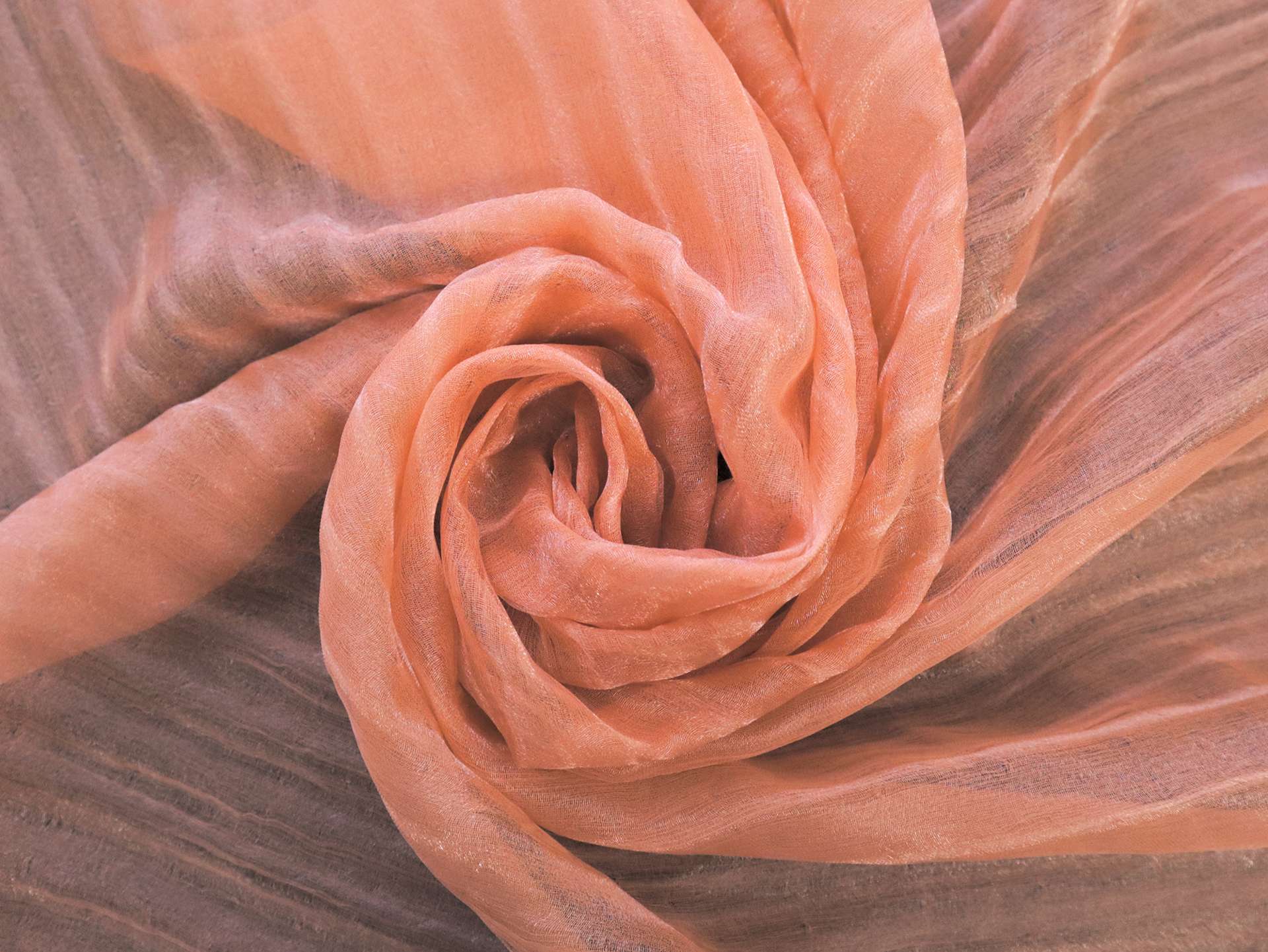Silk Blend Lurex Chiffon Cloqué in Peach