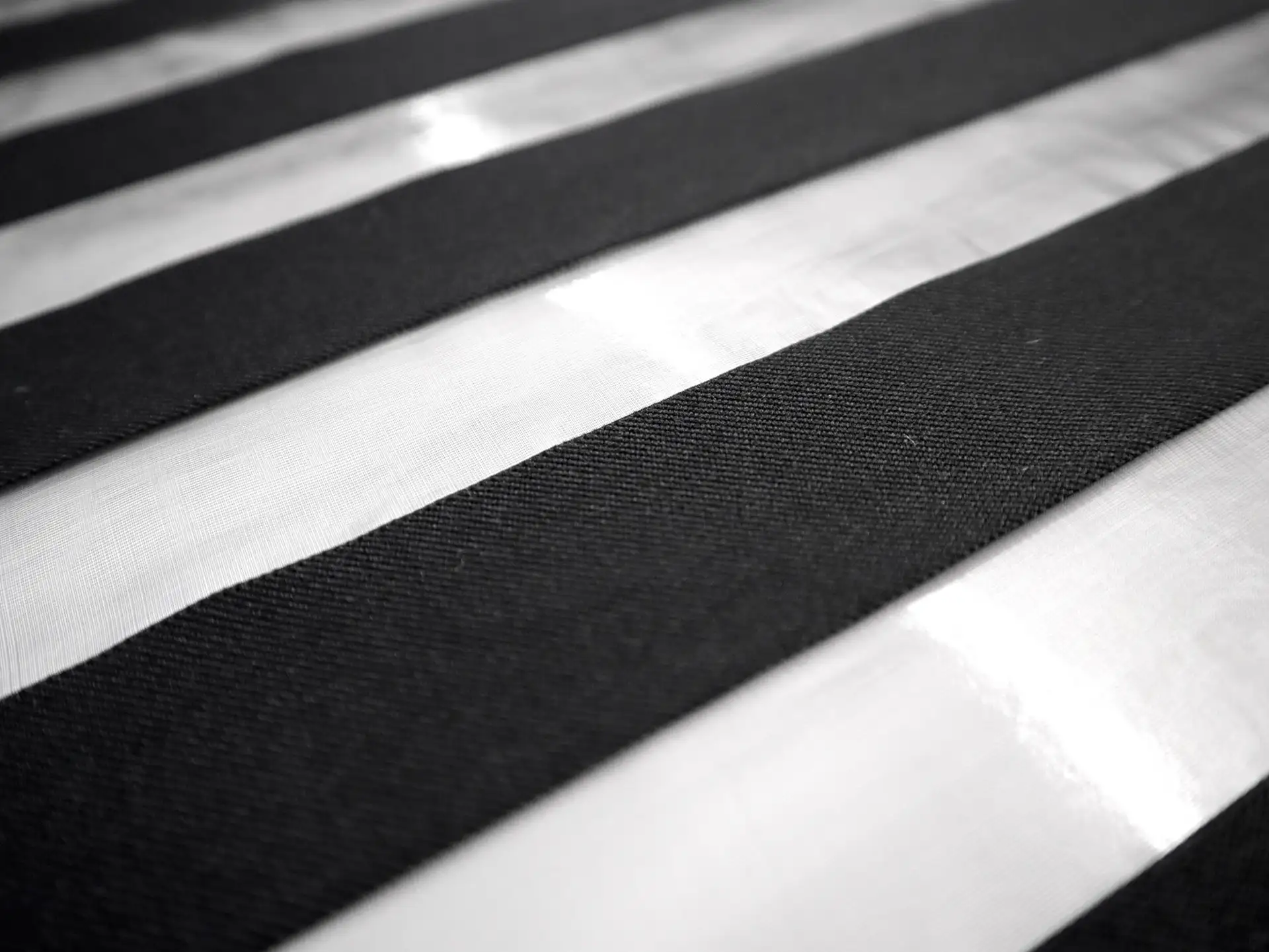 Polyester Organza with Twill Stripe in Black