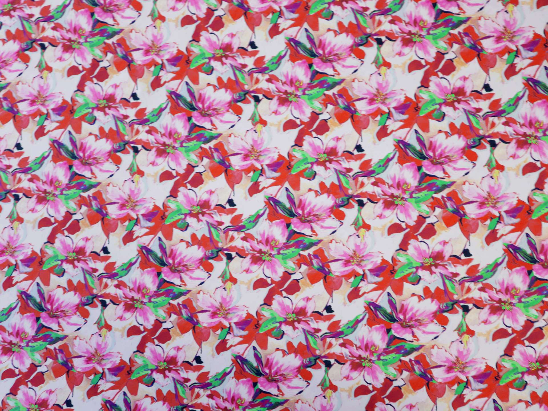 Printed Silk Crepe-Back Satin with Floral Pattern