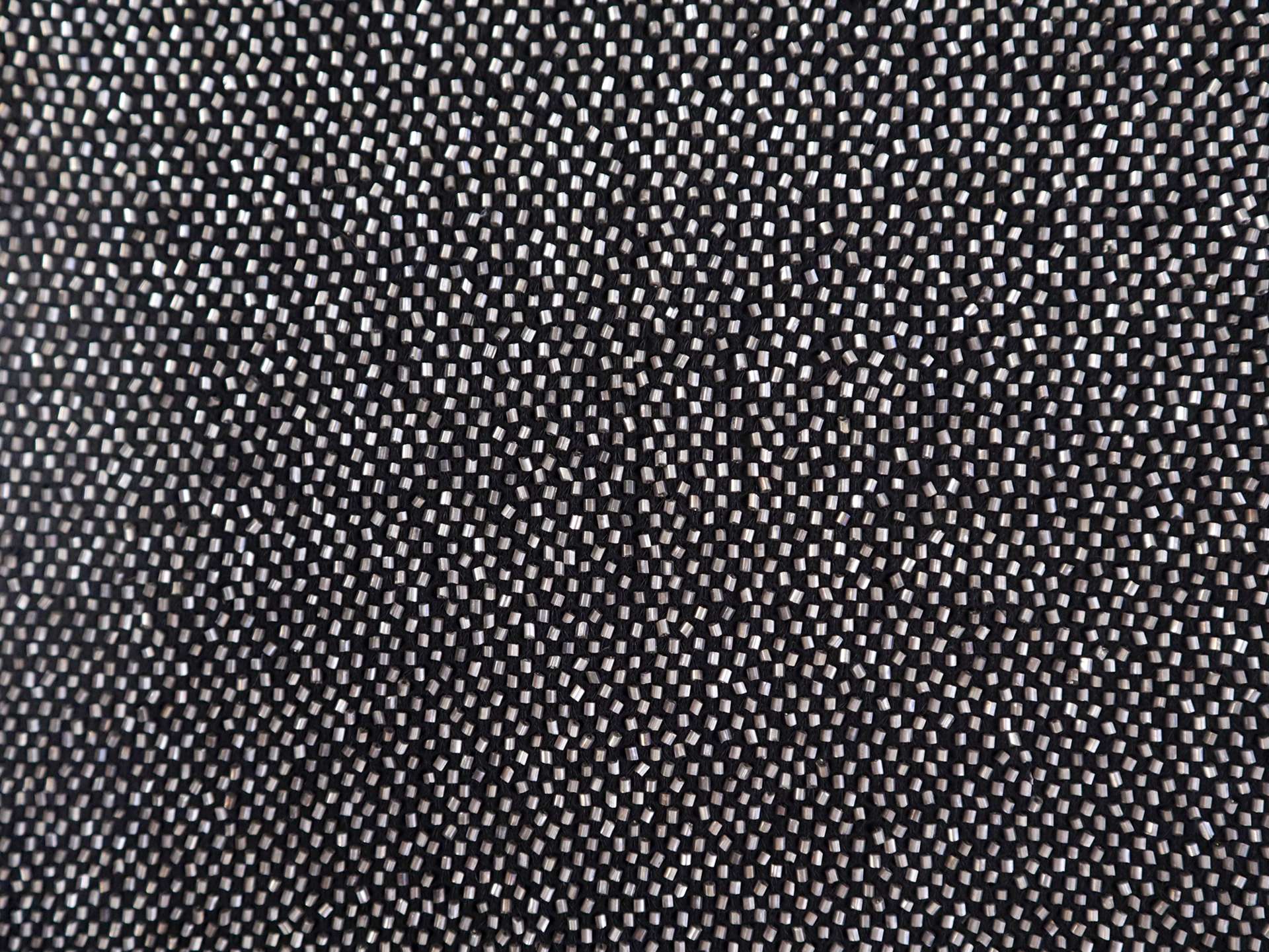 Bugle Beads on Cotton Mesh in Silver
