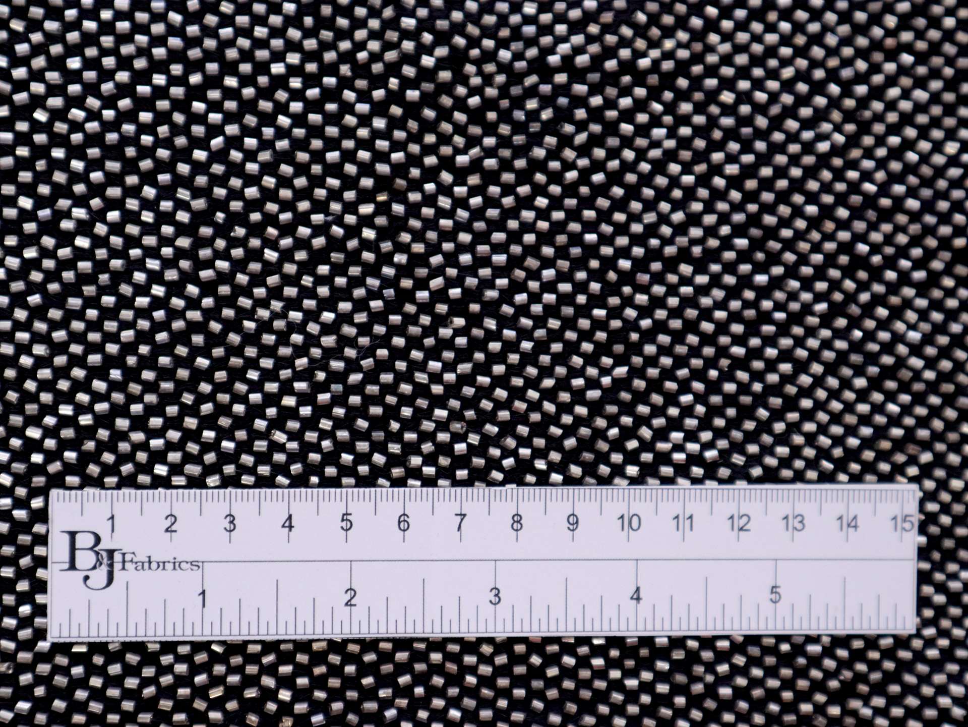 Bugle Beads on Cotton Mesh in Silver