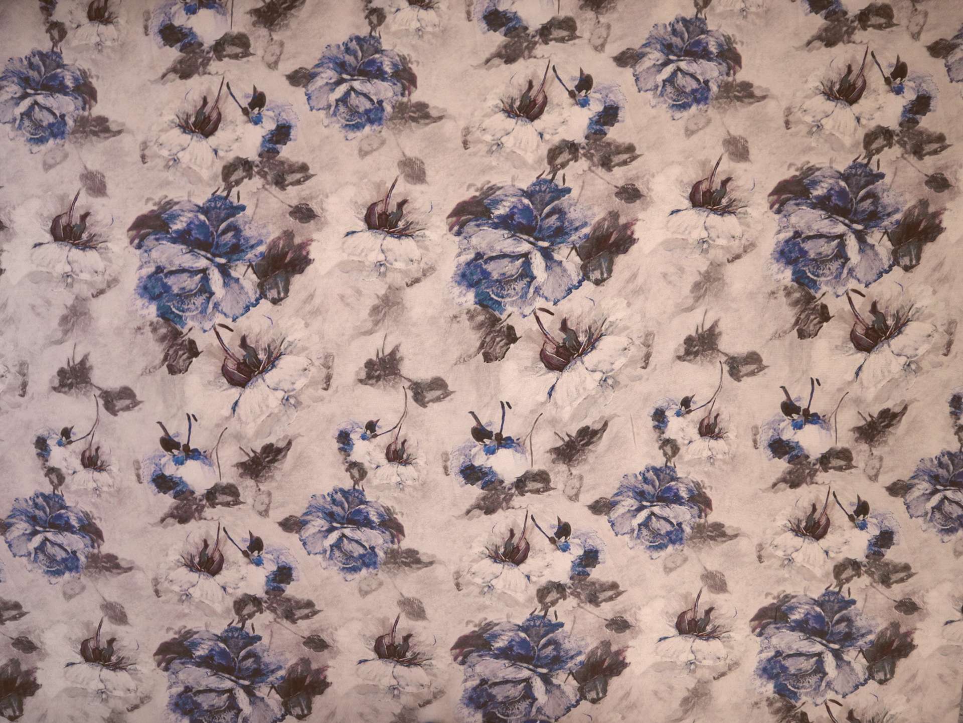 Printed Silk and Wool Crepe with Floral Pattern