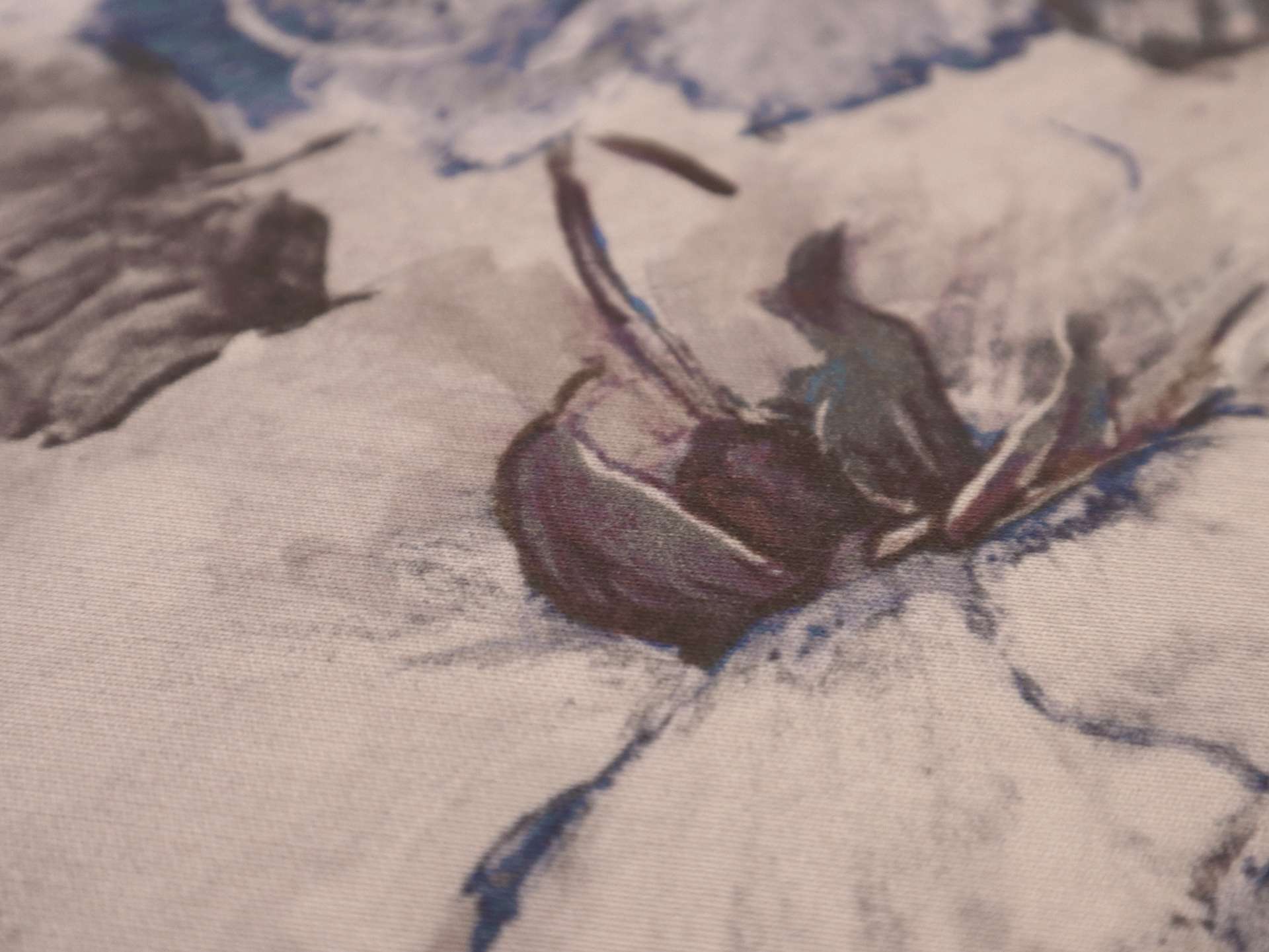 Printed Silk and Wool Crepe with Floral Pattern