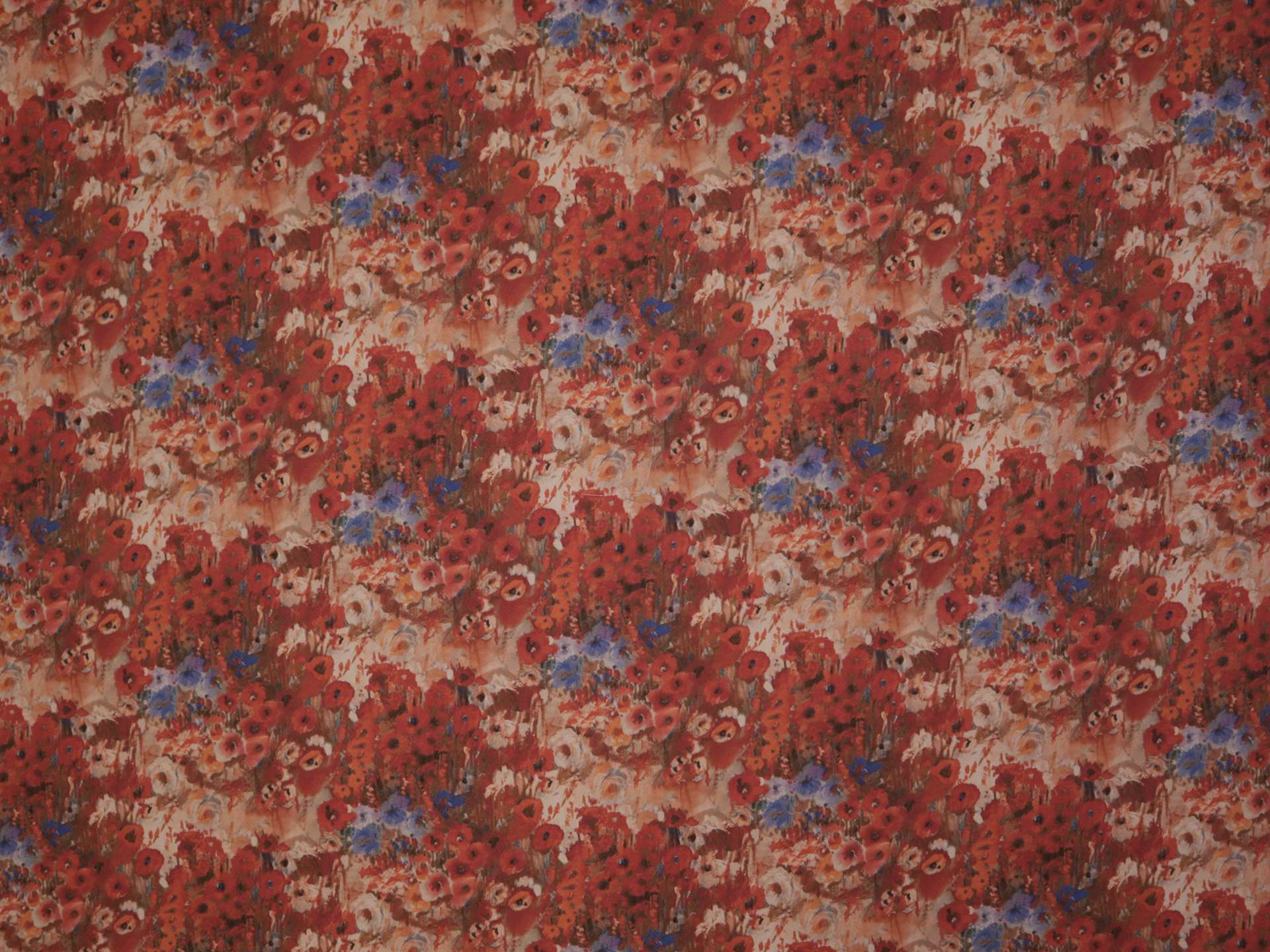 Printed Silk and Wool Crepe with Floral Pattern