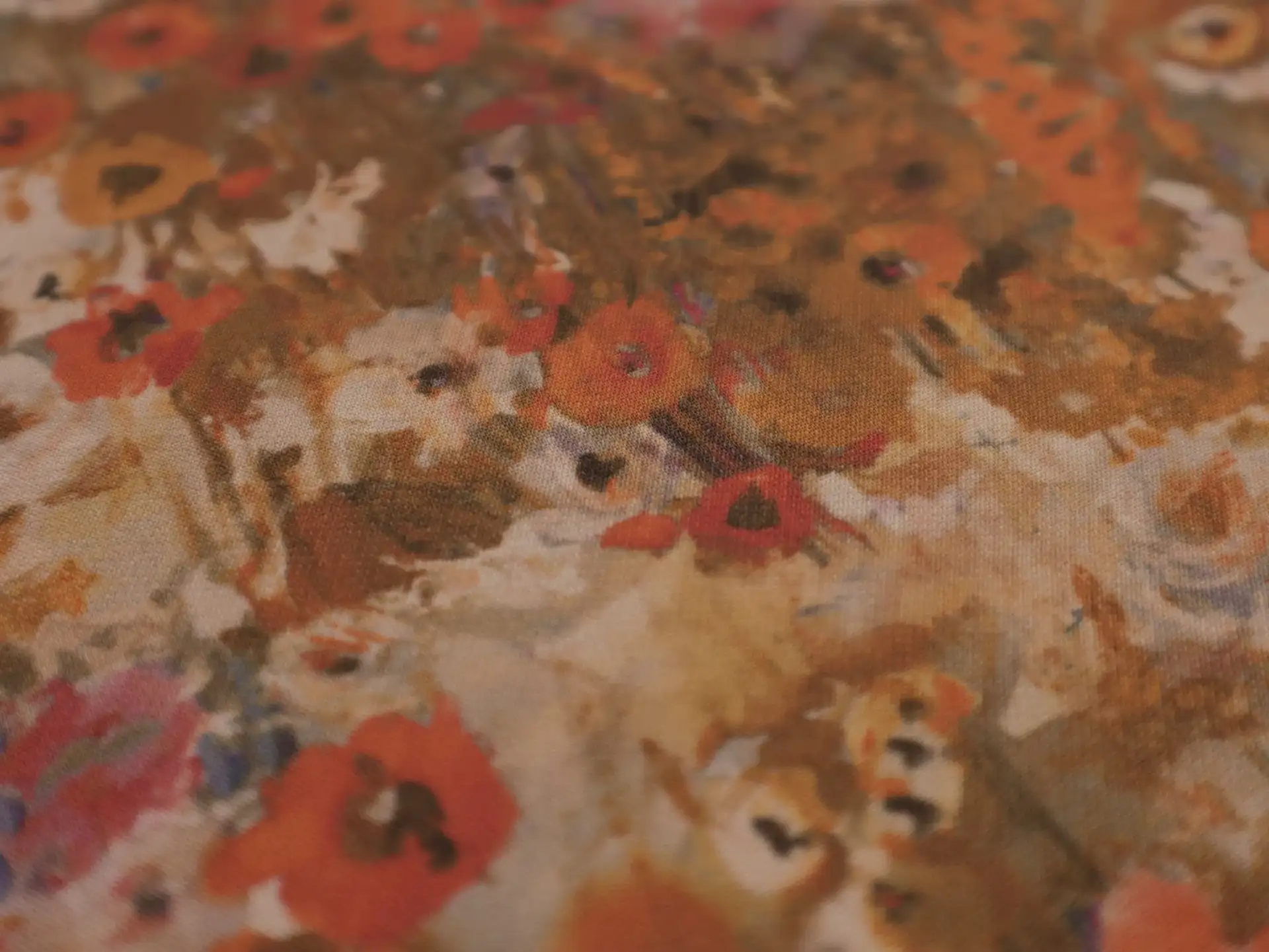 Printed Silk and Wool Crepe with Floral Pattern