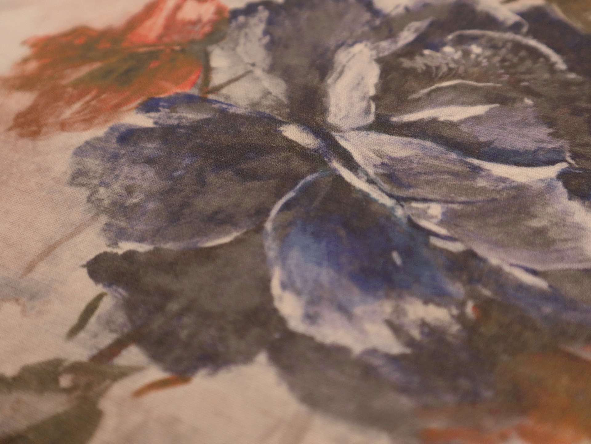 Printed Silk and Wool Crepe with Floral Pattern