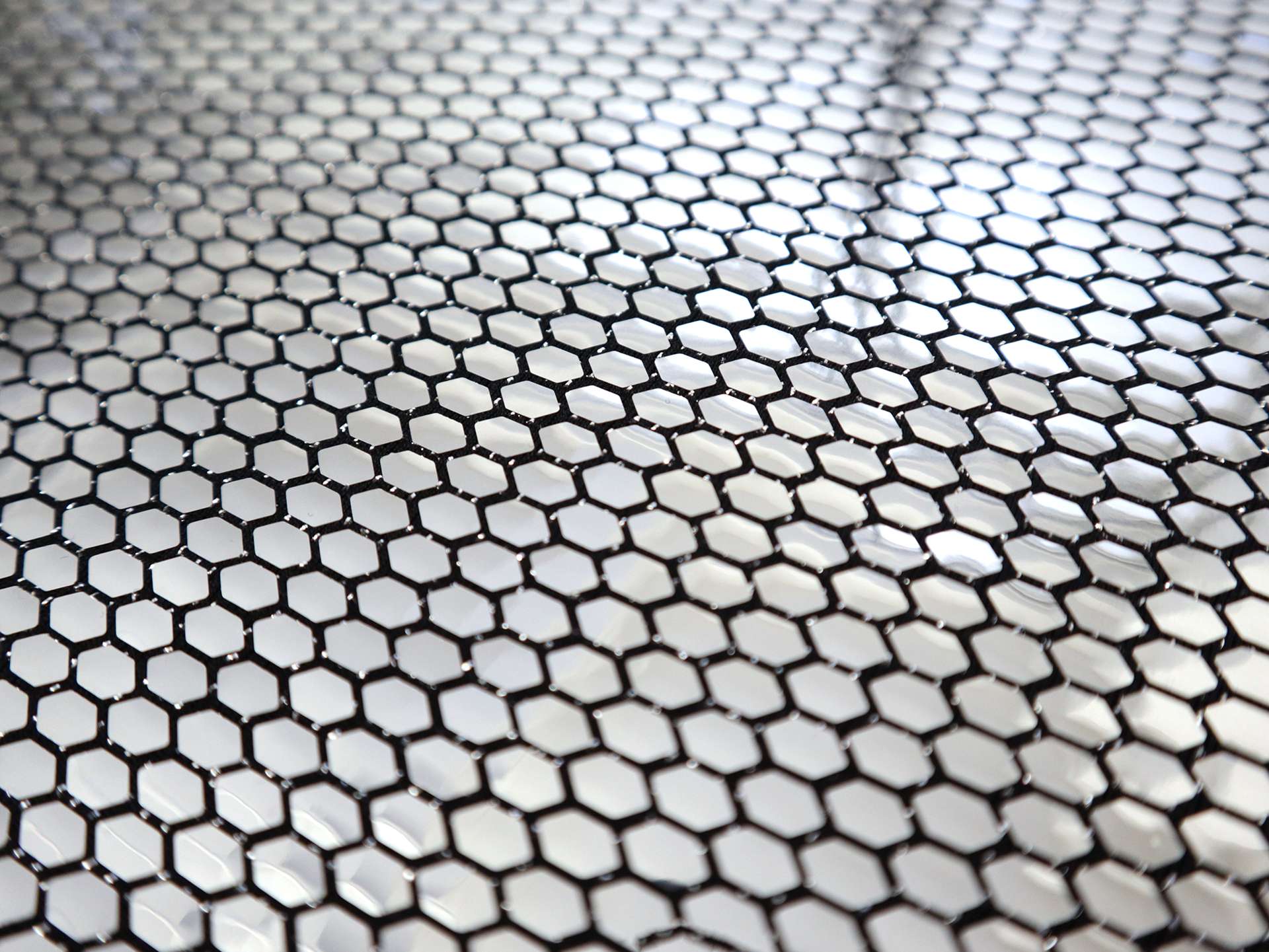 Metallic Silver Hexagons on Rayon Blend Jersey