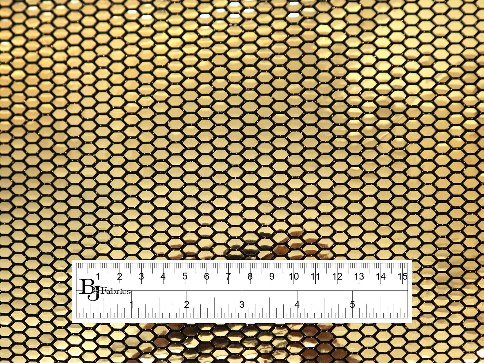 Metallic Gold Hexagons on Rayon Blend Jersey