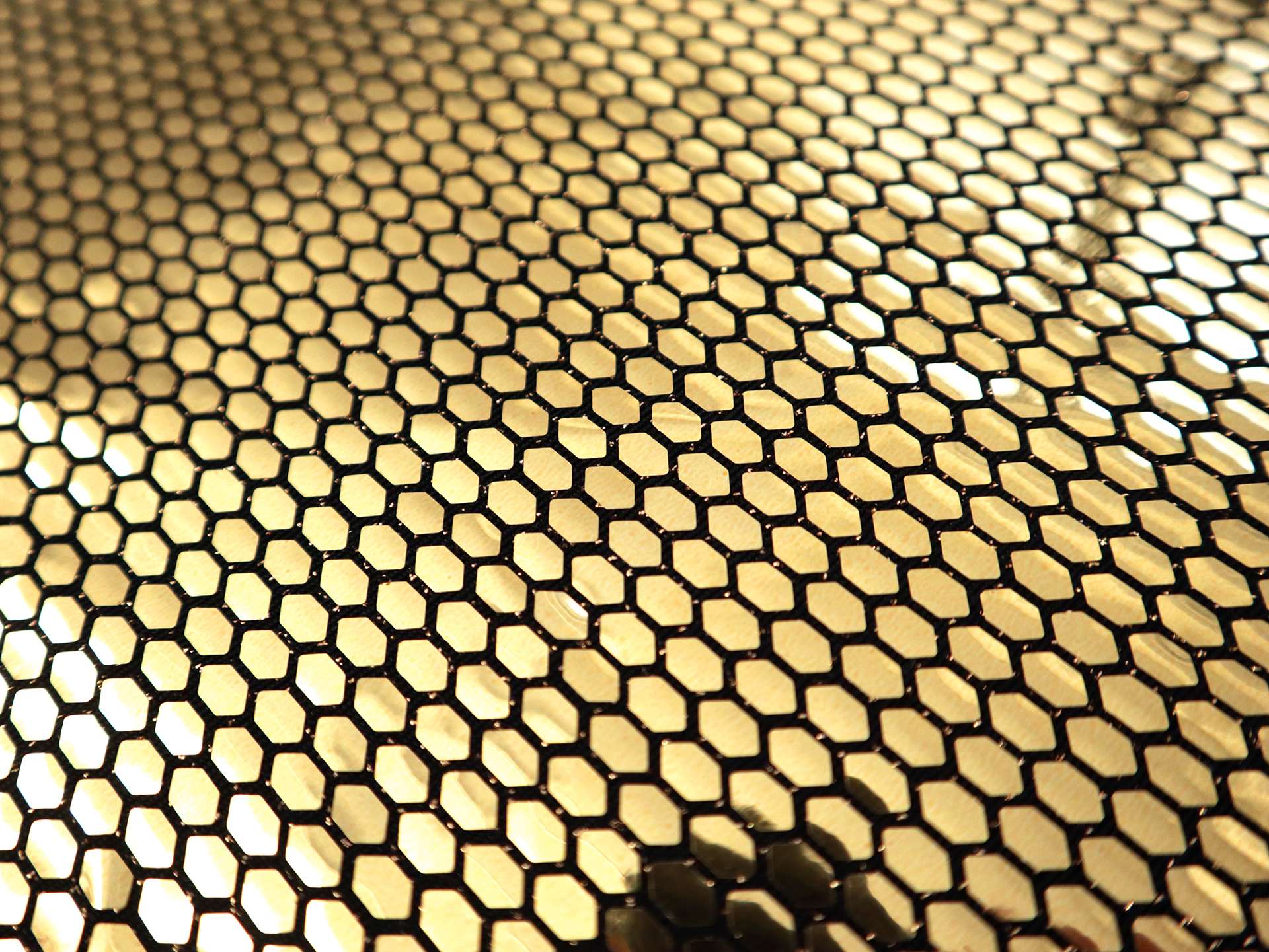 Metallic Gold Hexagons on Rayon Blend Jersey