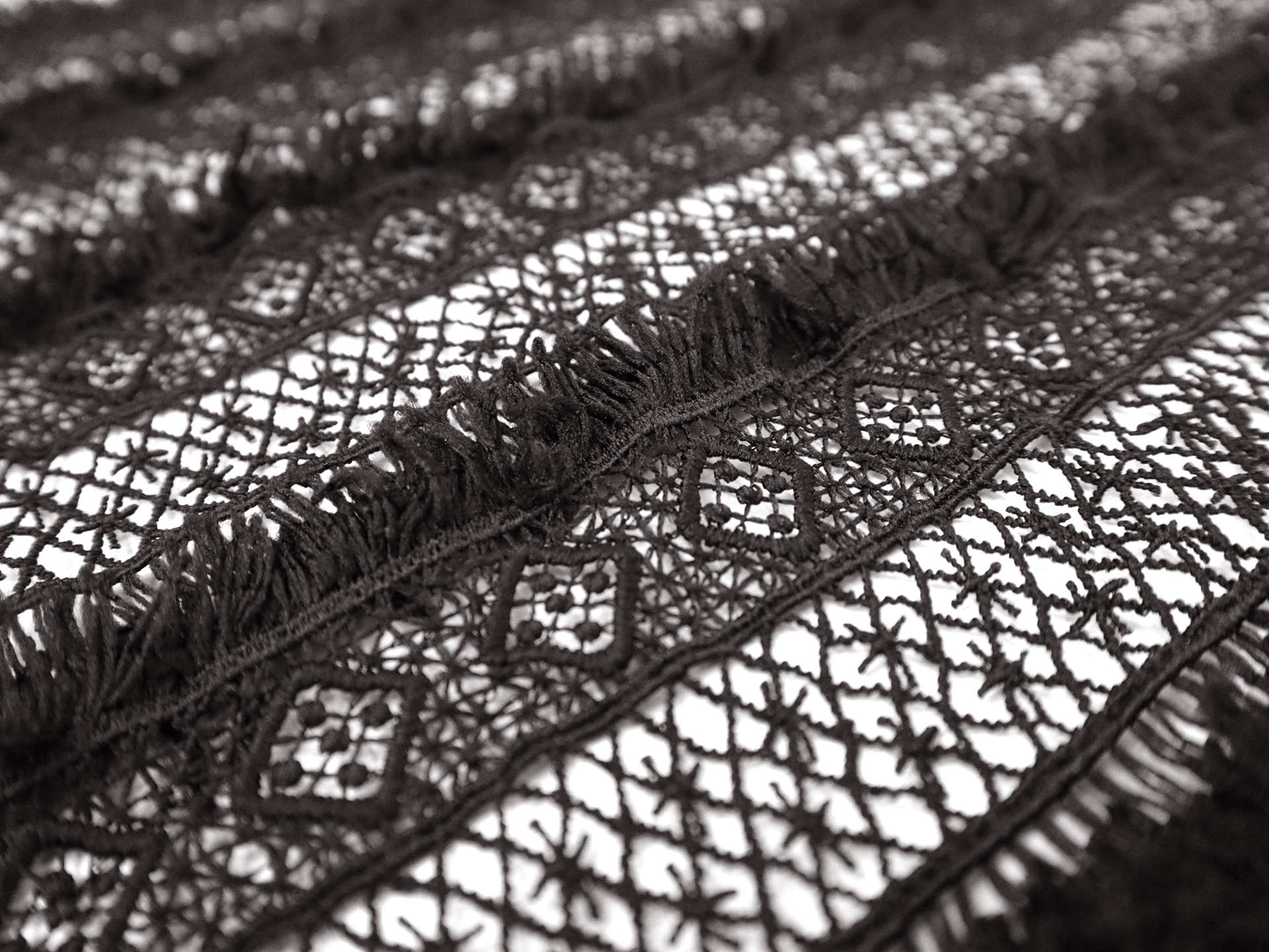 Black Guipure Lace with Fringe