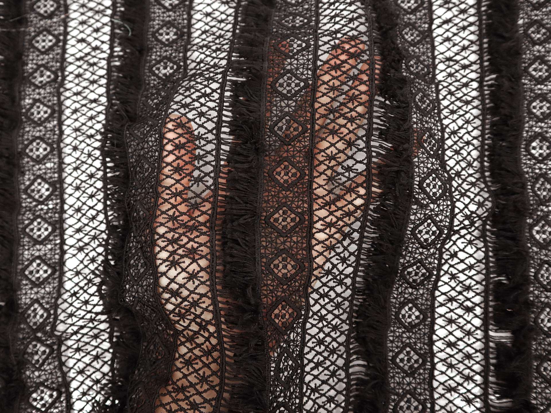 Black Guipure Lace with Fringe