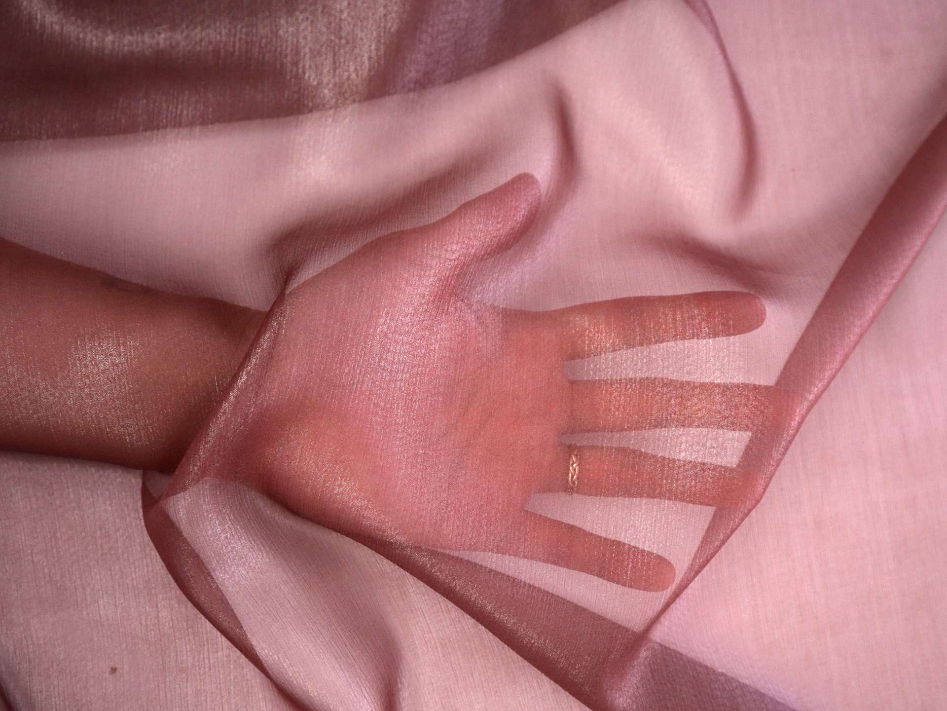 Metallic Coated Silk Chiffon in Wine