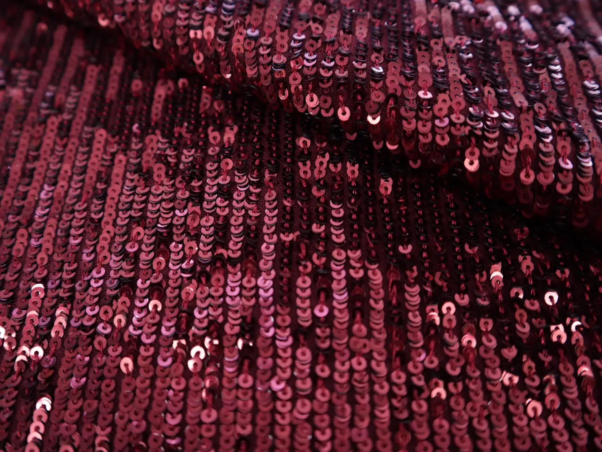 Mini Sequins on Stretch Tulle in Cherry