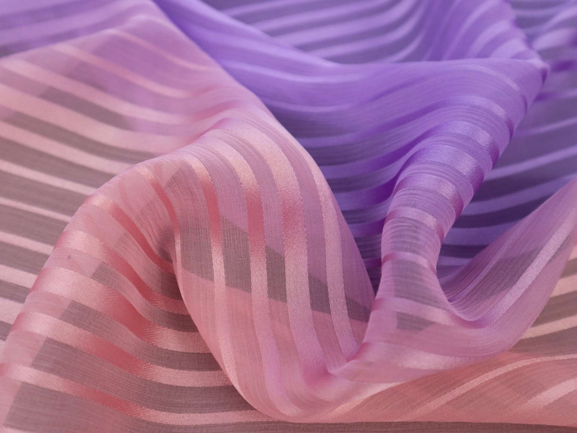 Ombré Silk Chiffon with Satin Stripe