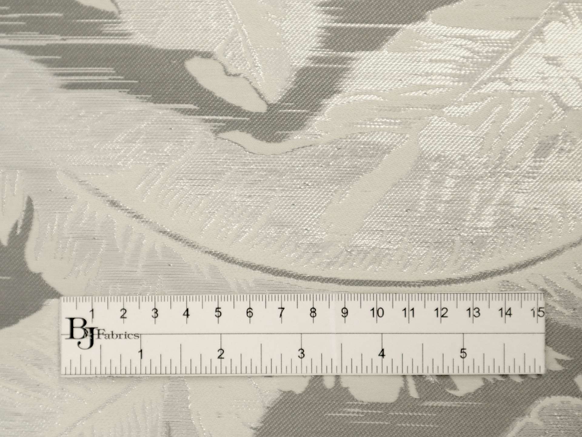 Metallic Jacquard with Feather Motif in Silver
