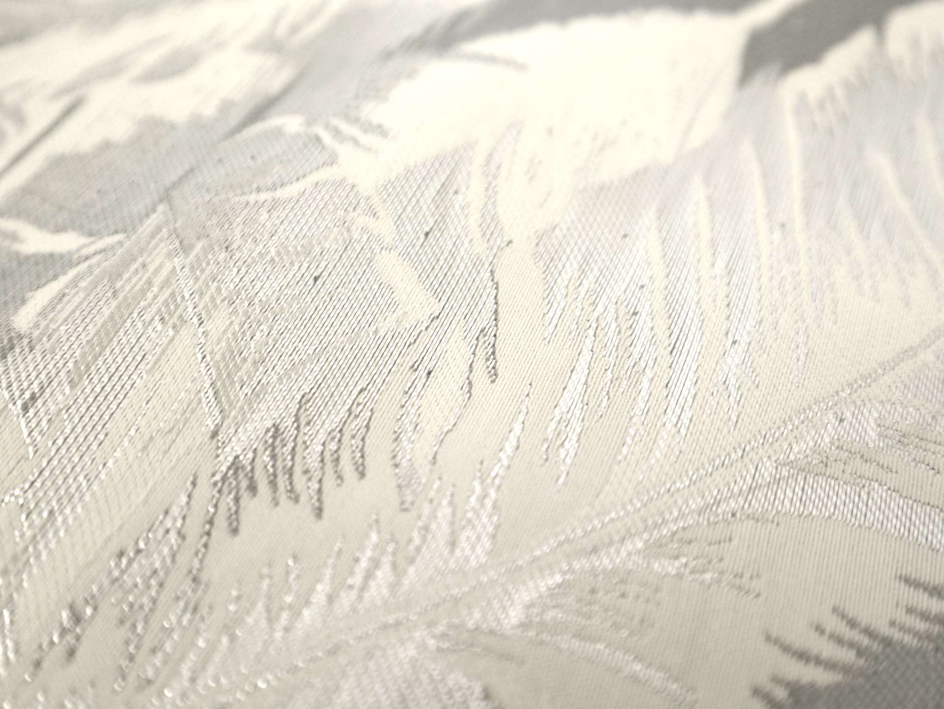 Metallic Jacquard with Feather Motif in Silver
