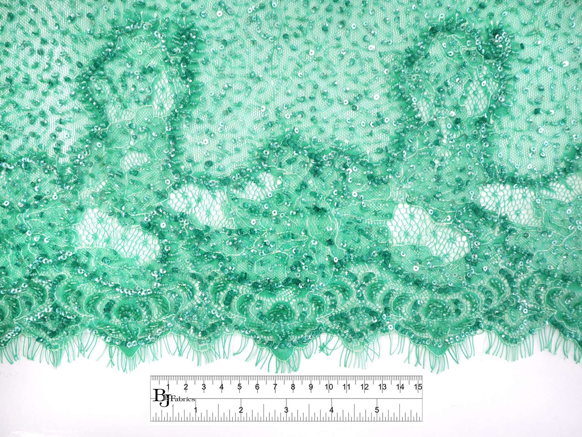Beaded Chantilly Lace in Jade