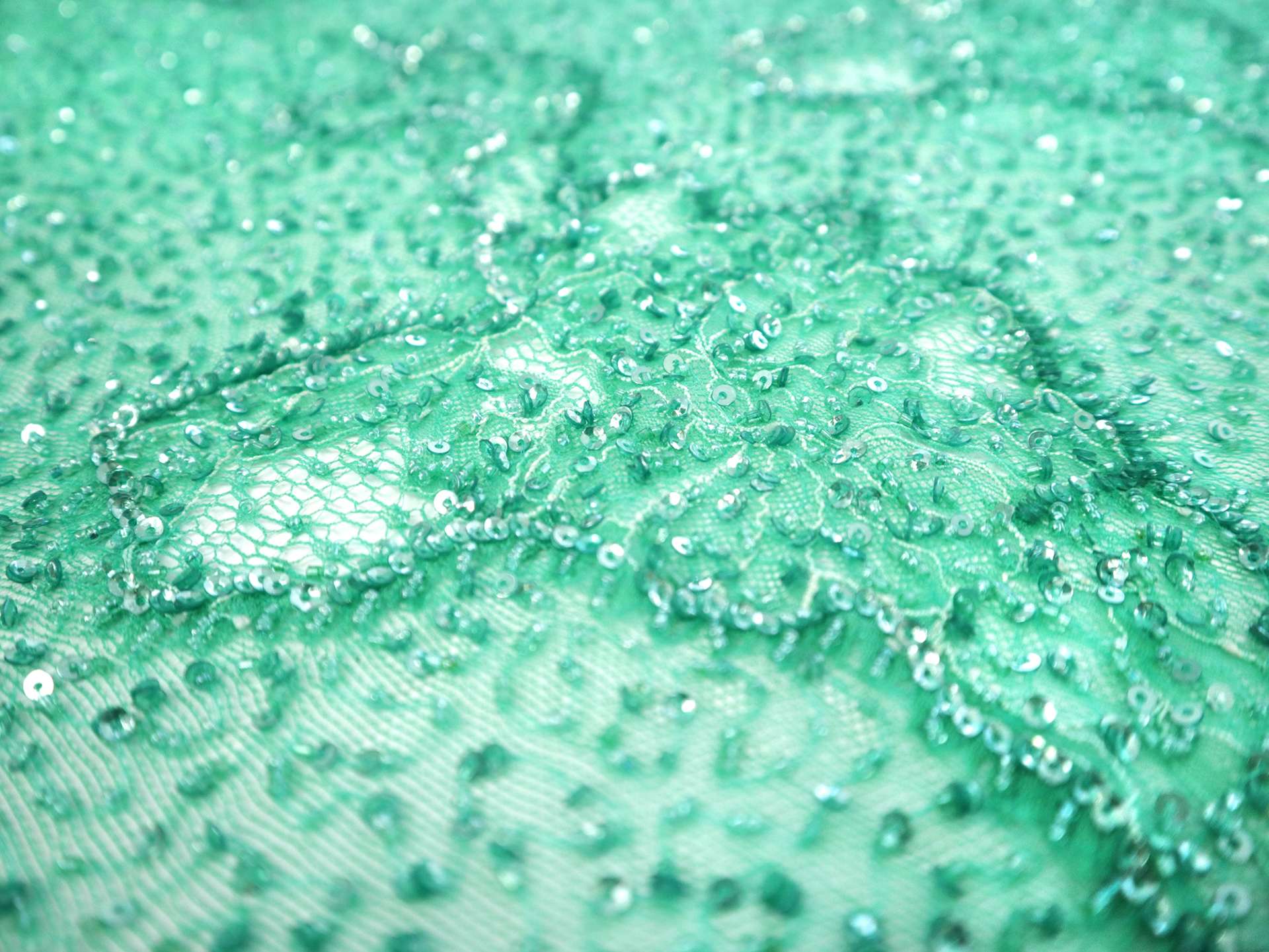 Beaded Chantilly Lace in Jade
