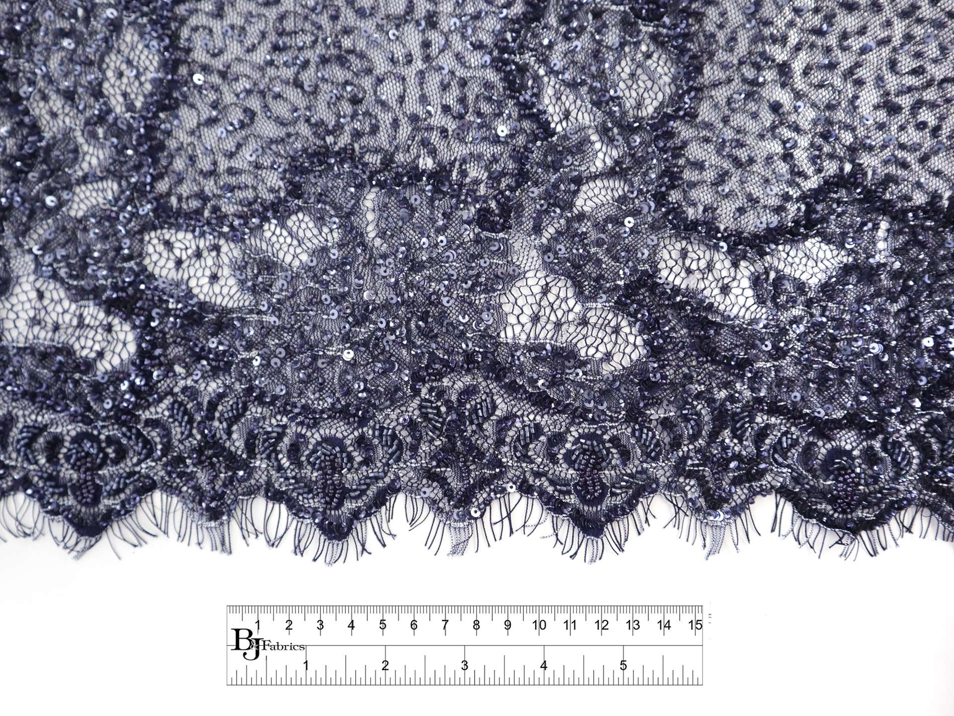 Beaded Chantilly Lace in Navy