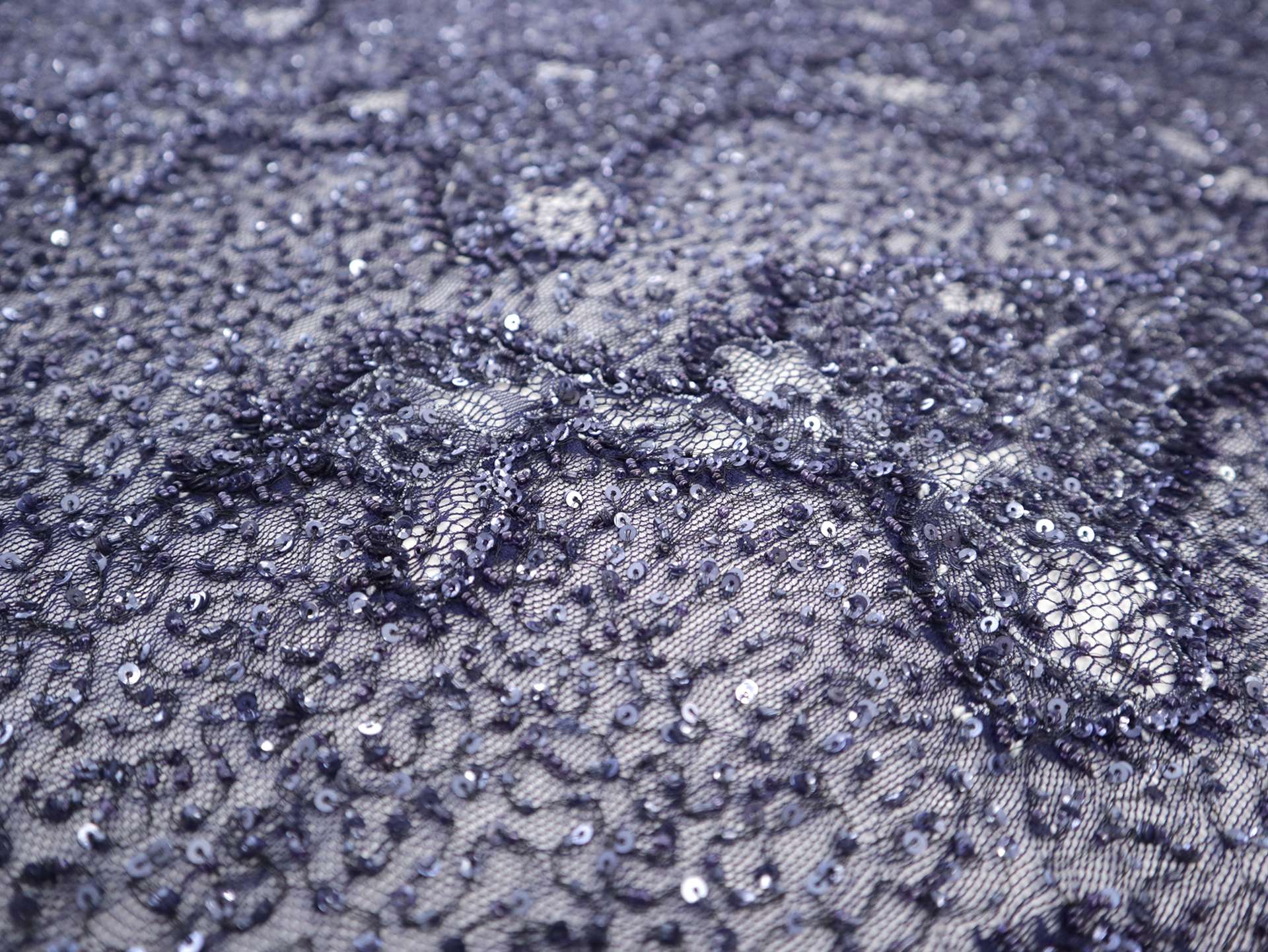 Beaded Chantilly Lace in Navy