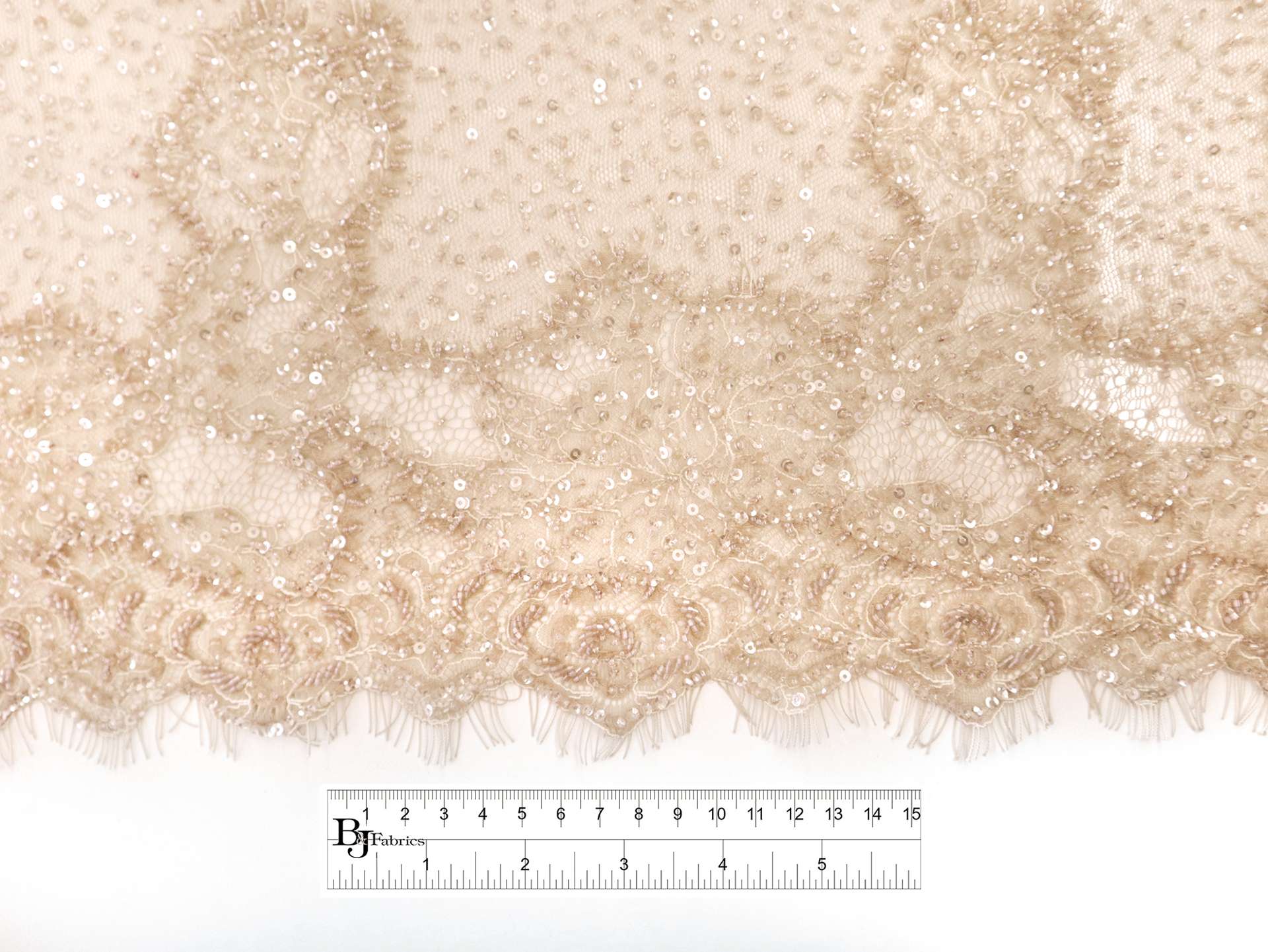 Beaded Chantilly Lace in Light Nude 