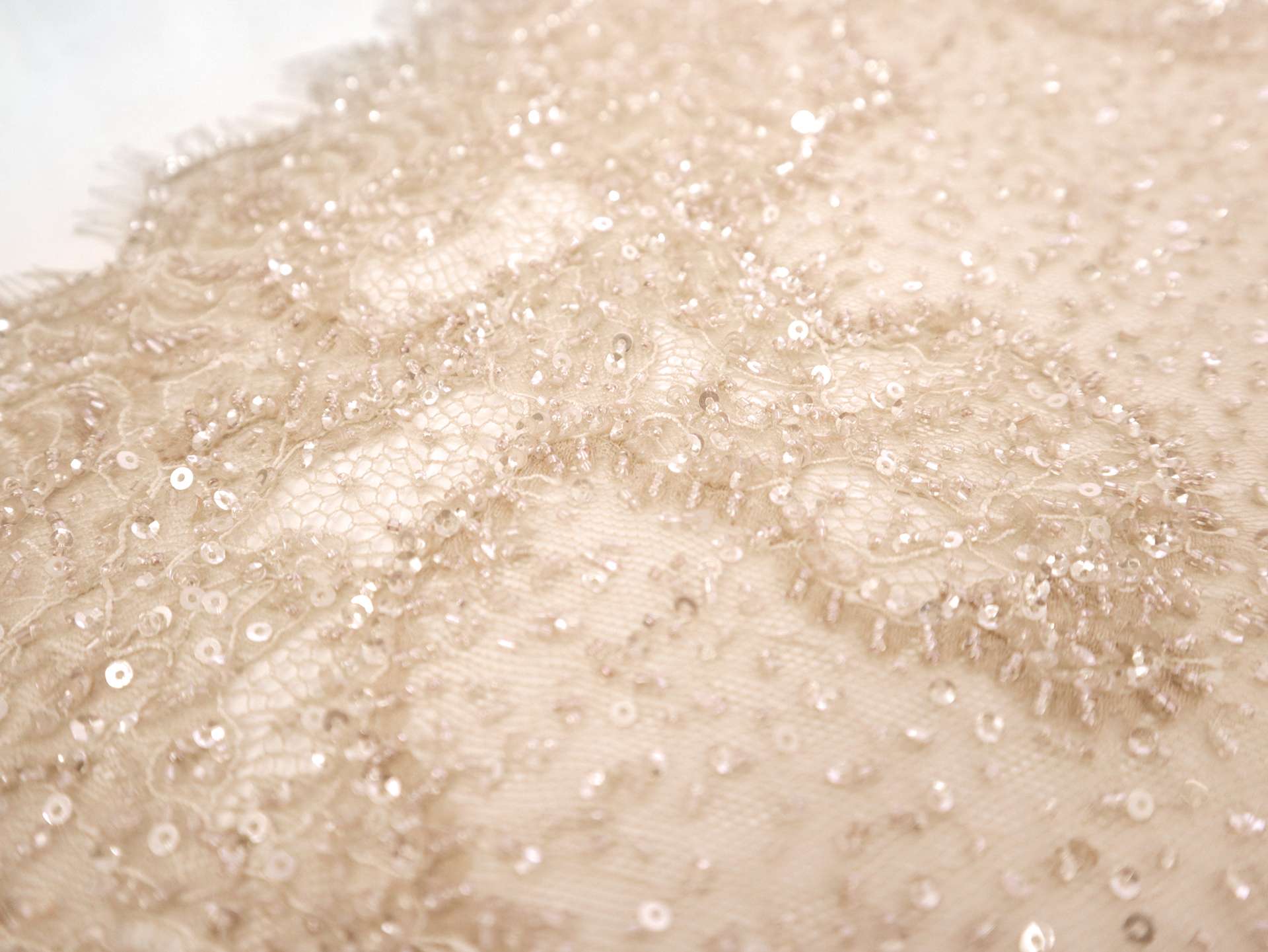 Beaded Chantilly Lace in Light Nude 