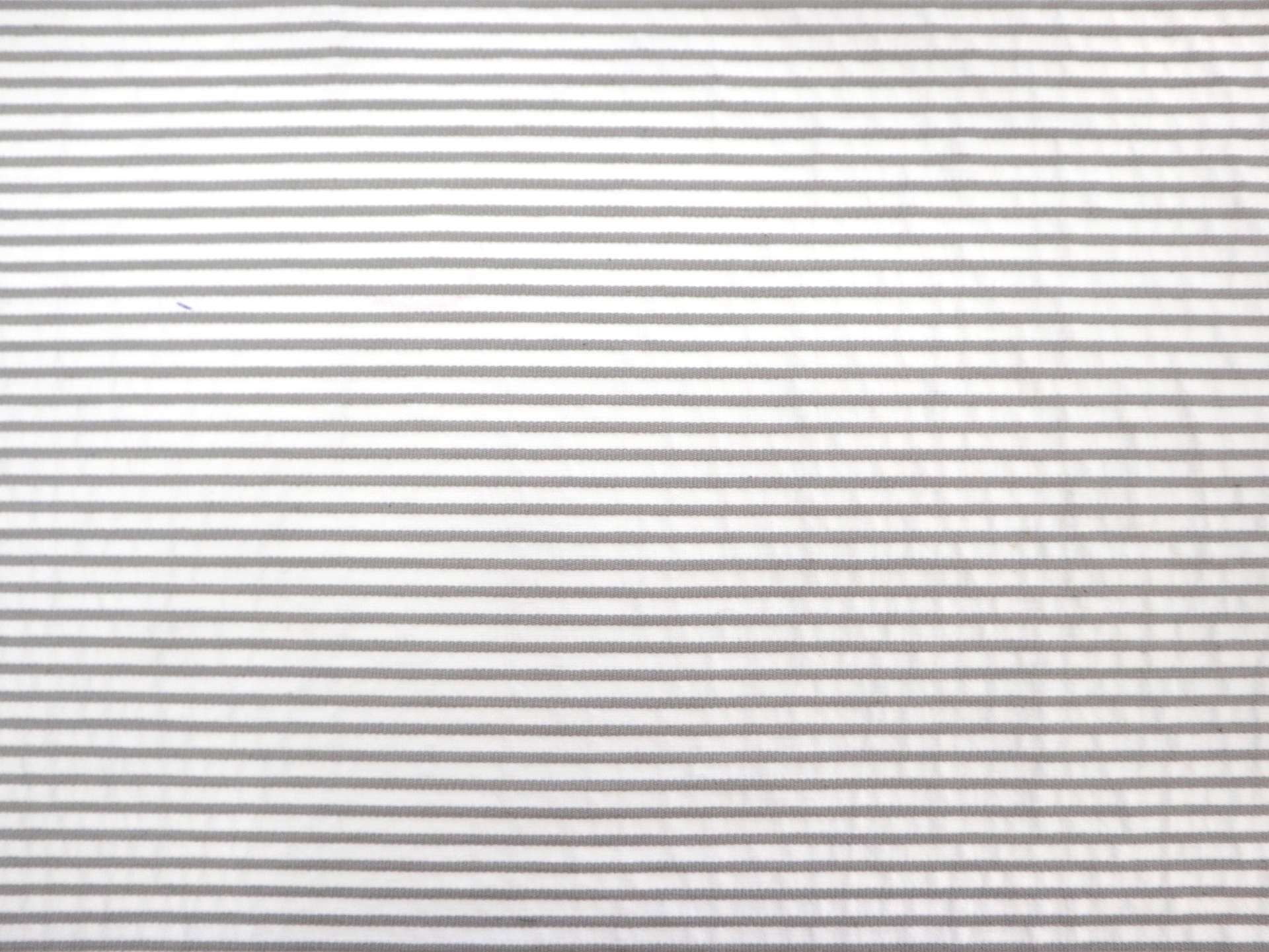 Stretch Cotton Seersucker  Stripe in Warm Grey 