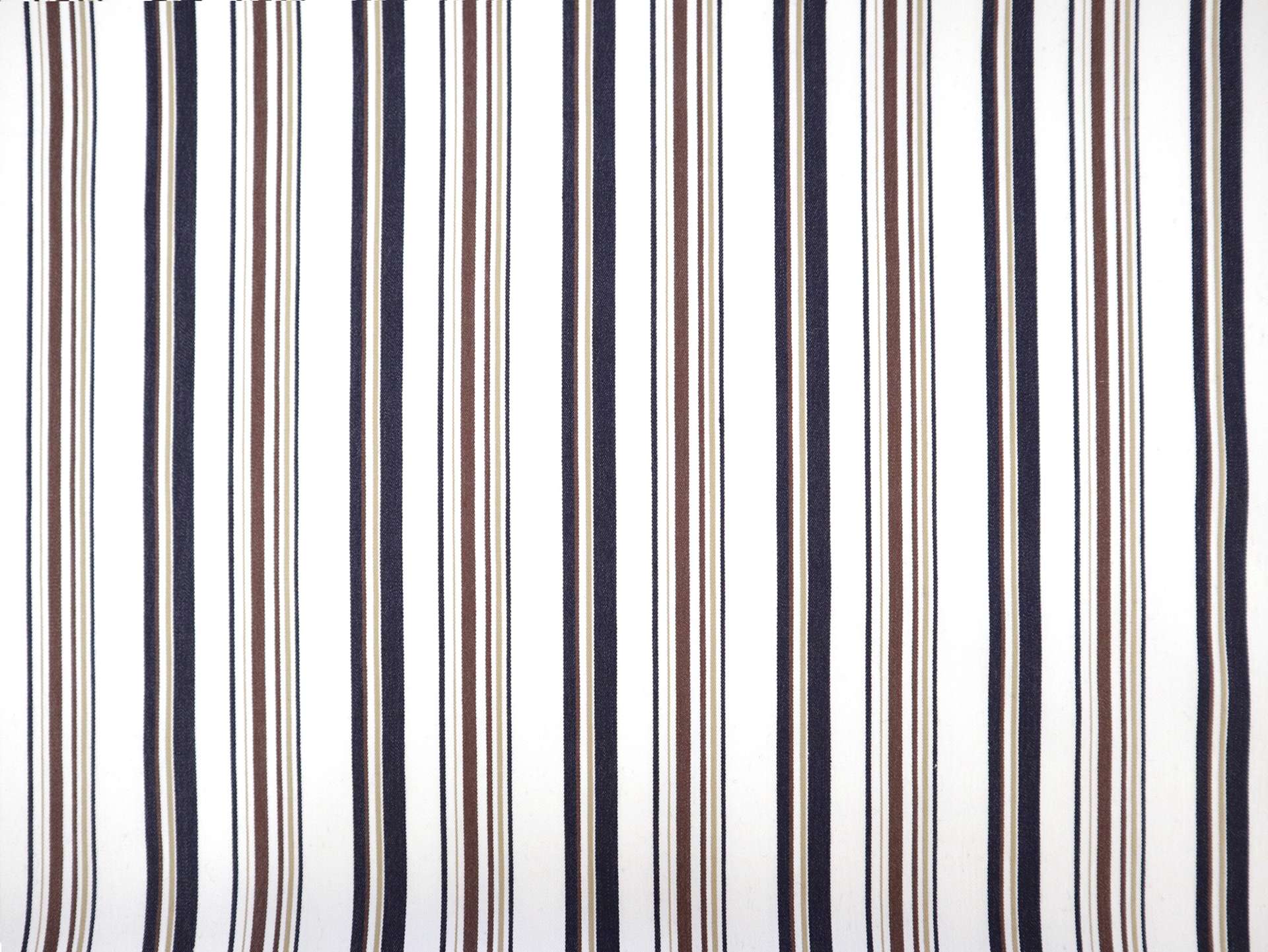 Stretch Cotton Twill Stripe in Navy, Brown and White
