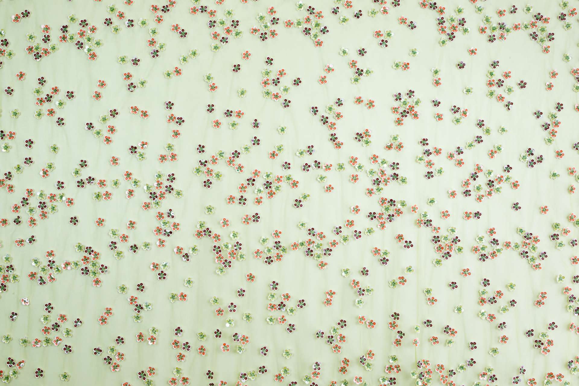 Novelty Sequined Flowers on Acid Green Tulle