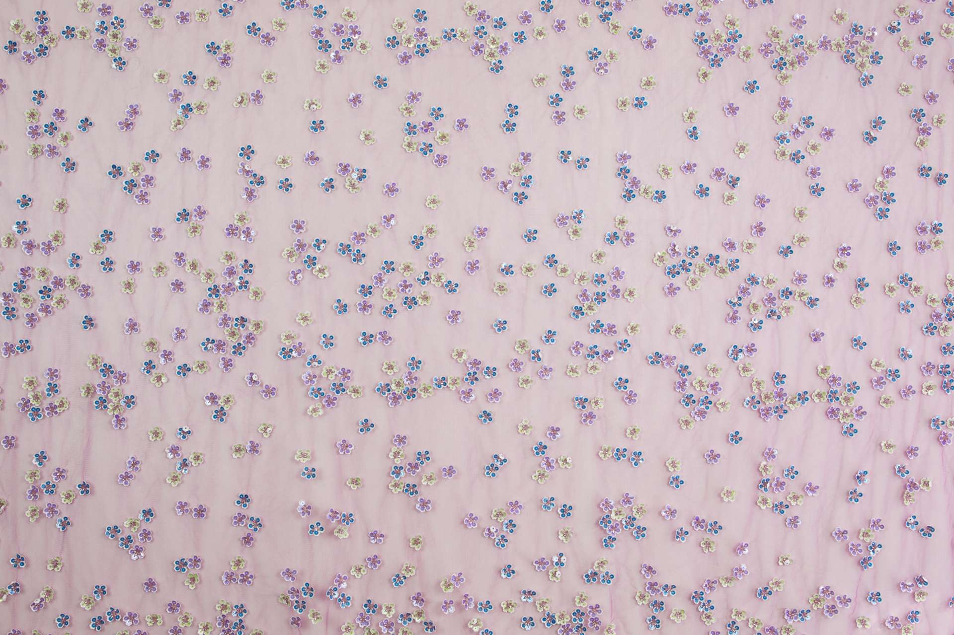 Novelty Sequined Flowers on Fuchsia Tulle