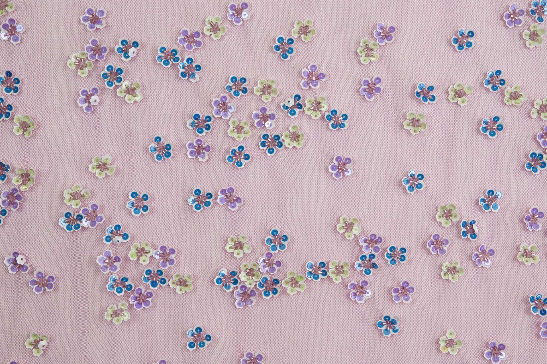 Novelty Sequined Flowers on Fuchsia Tulle
