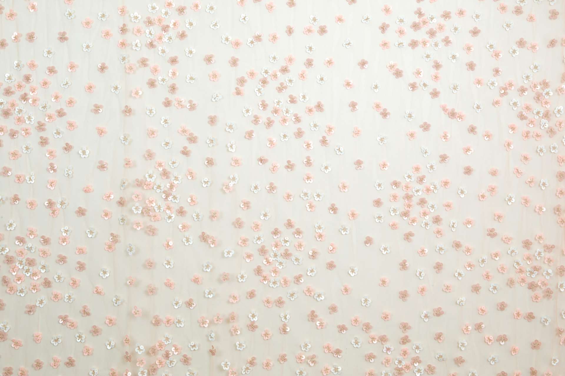 Novelty Sequined Flowers on Baby Pink Tulle