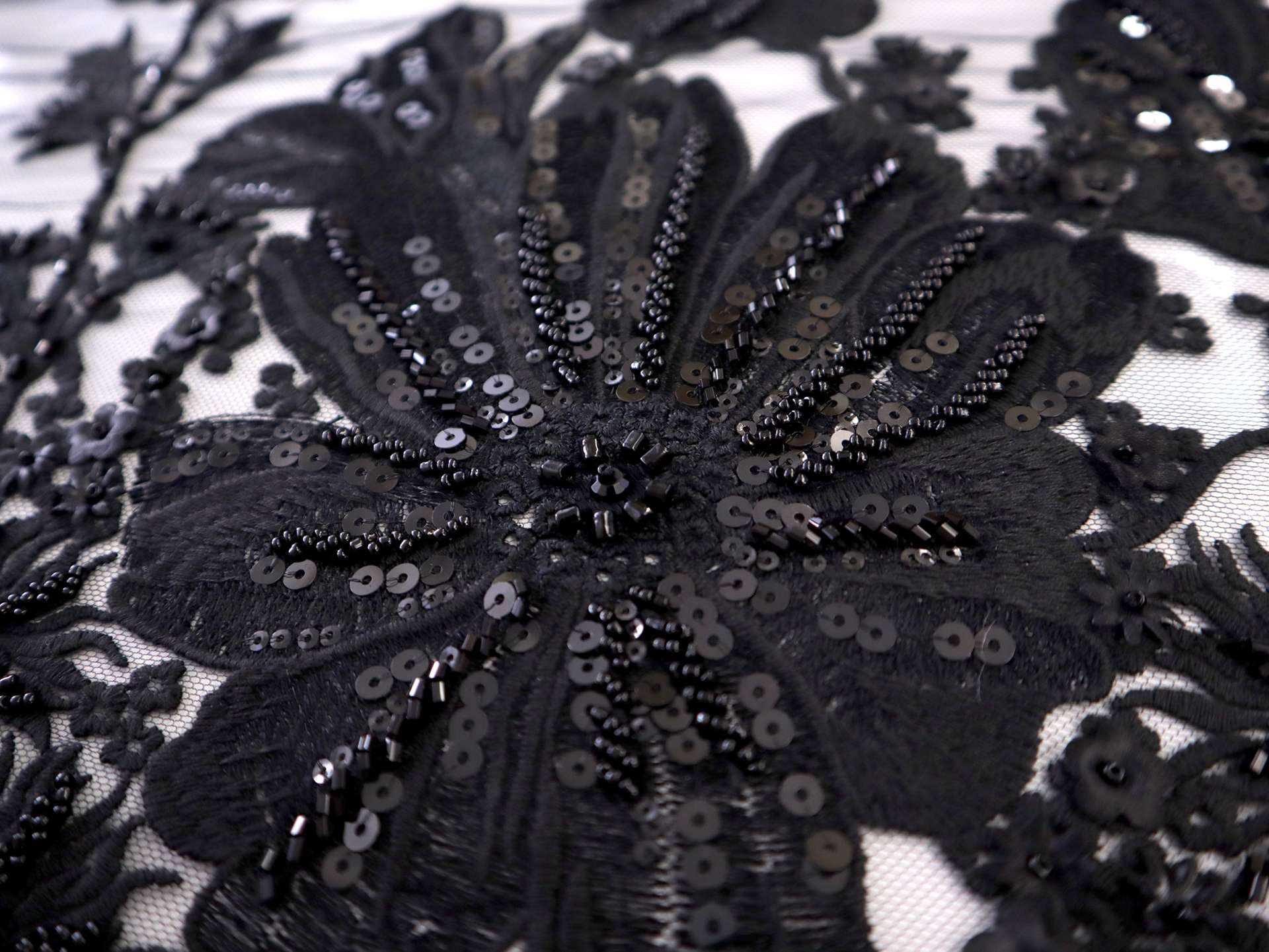 Beaded and Embroidered Flowers and Appliques on Tulle