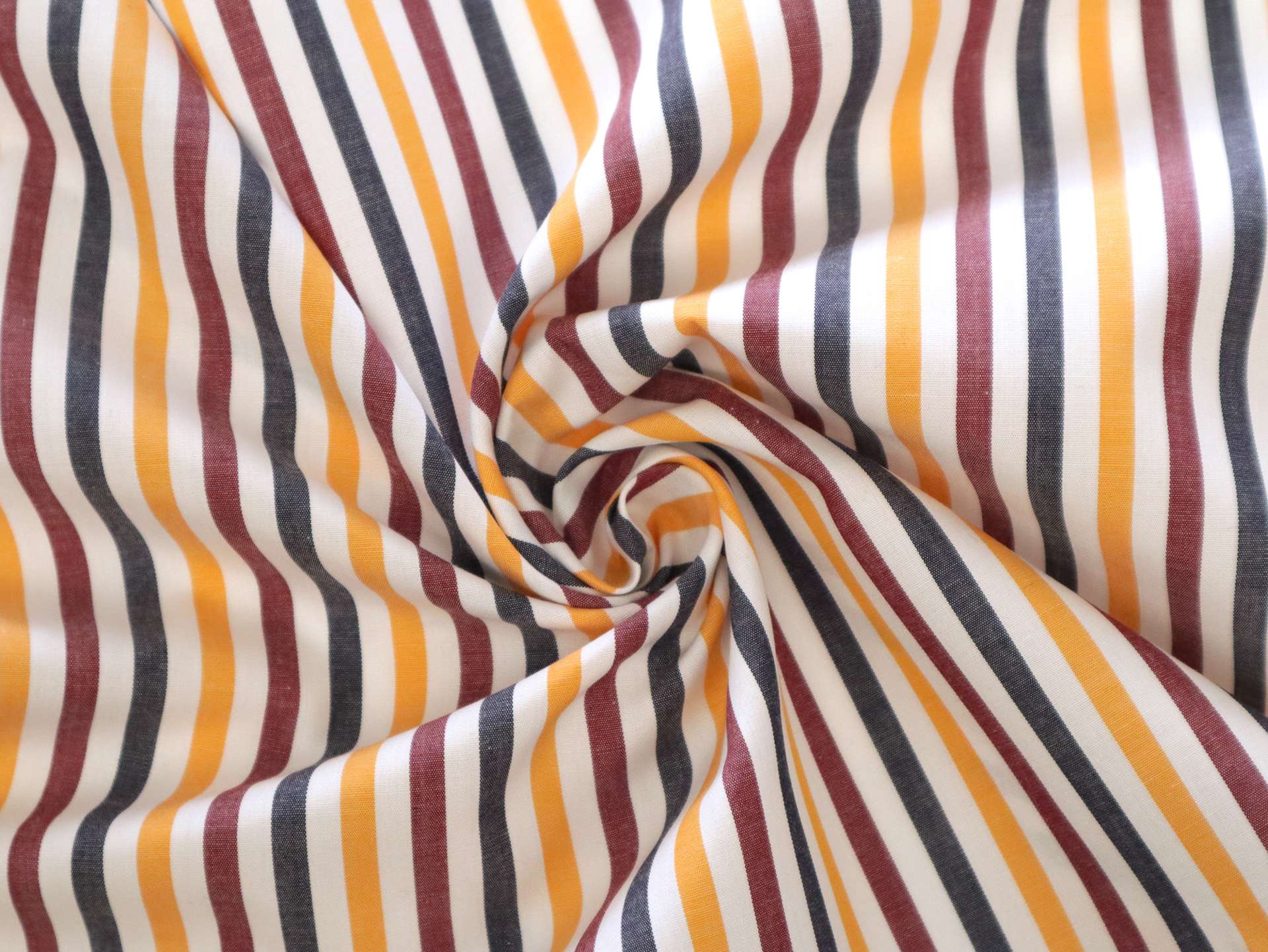 Cotton Woven Stripe in Yellow, Navy & Maroon