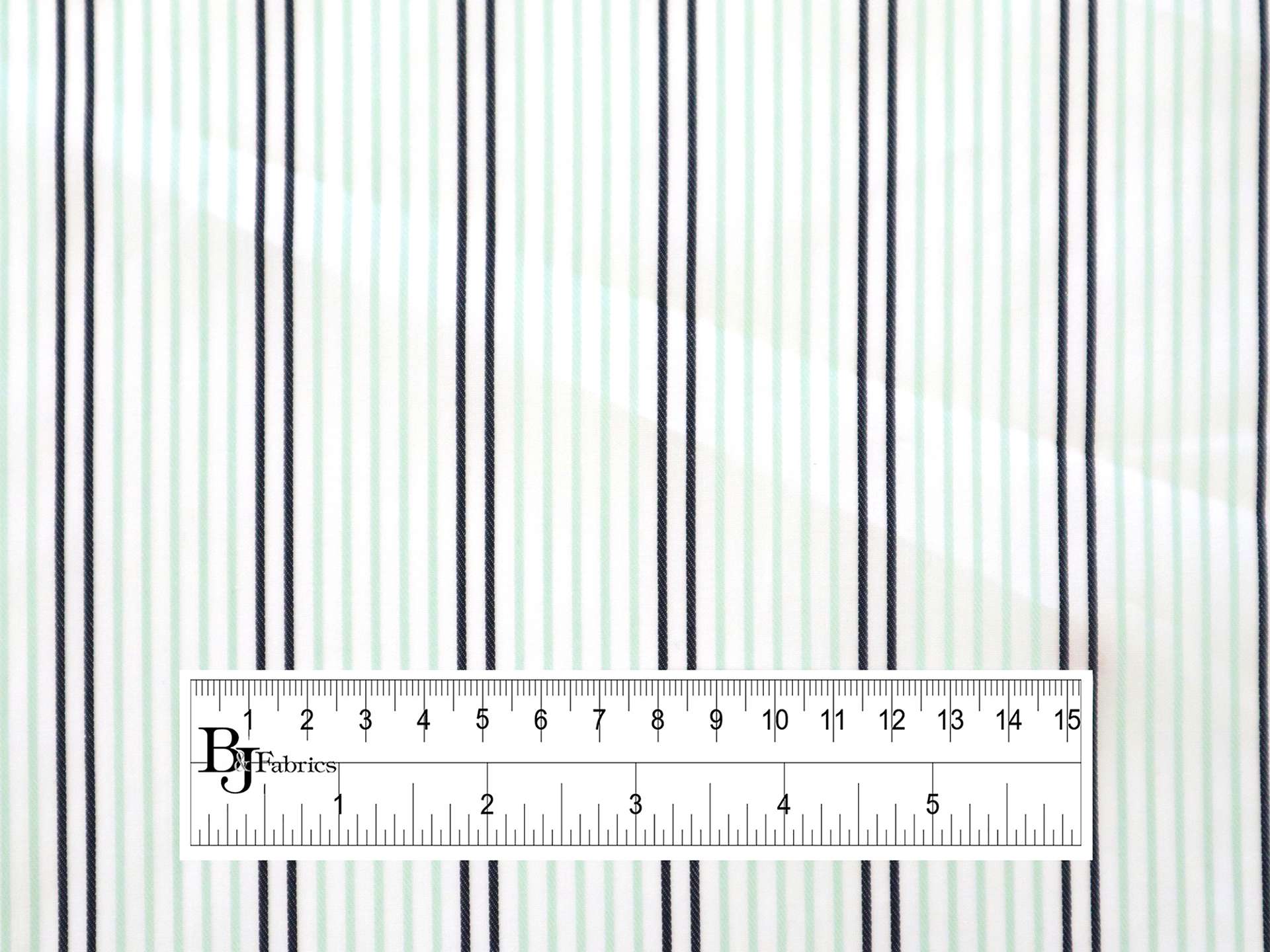 Cotton Woven Satin Rope Stripe in Mint & Black