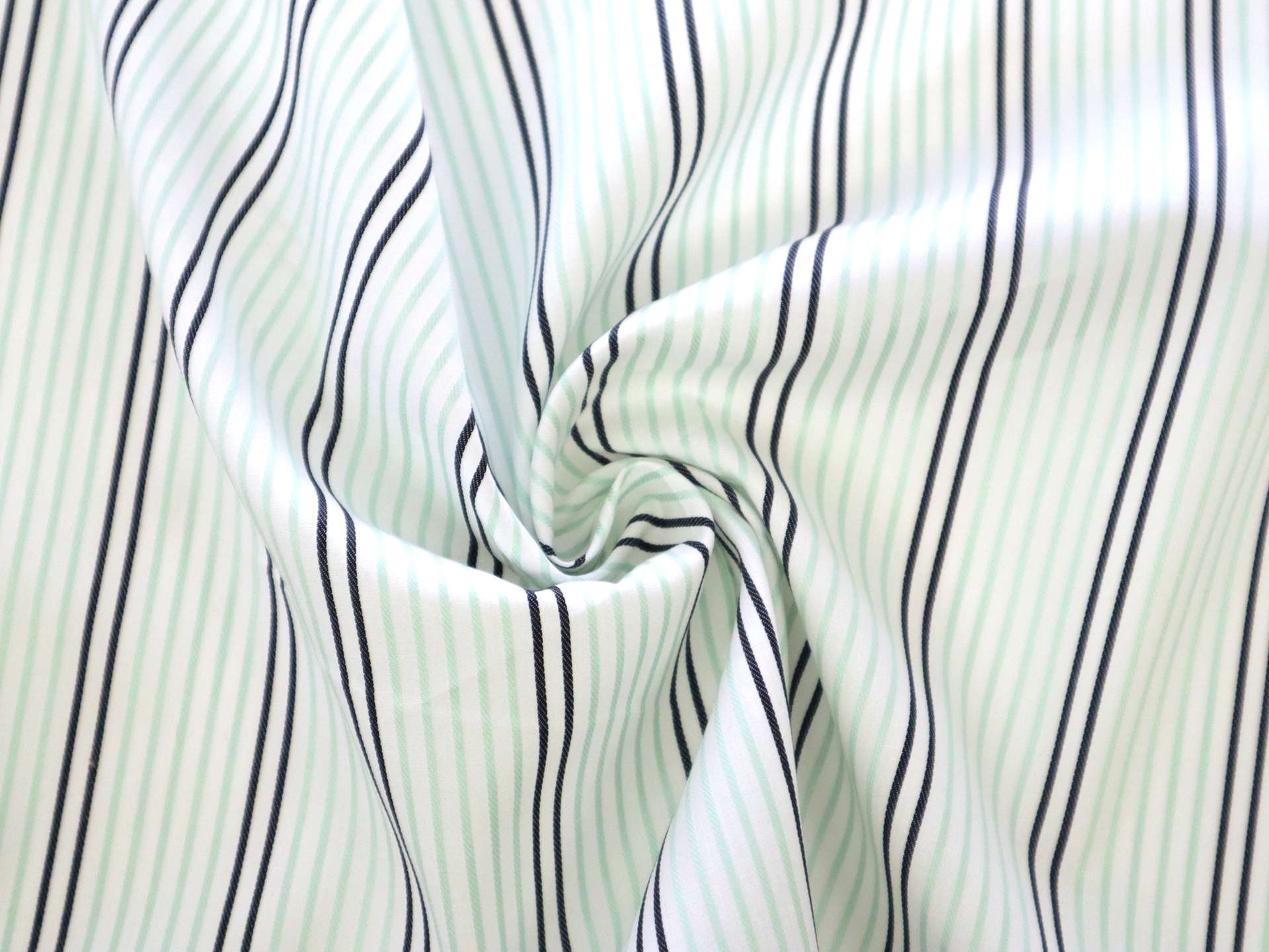 Cotton Woven Satin Rope Stripe in Mint & Black