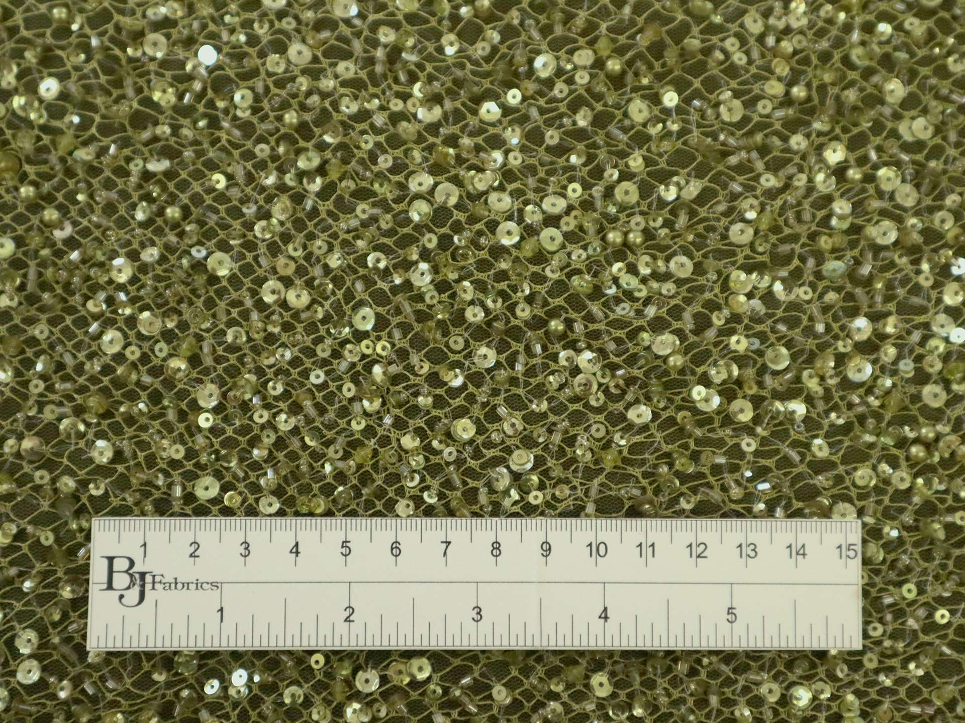 Heavy Beaded Tulle in Green