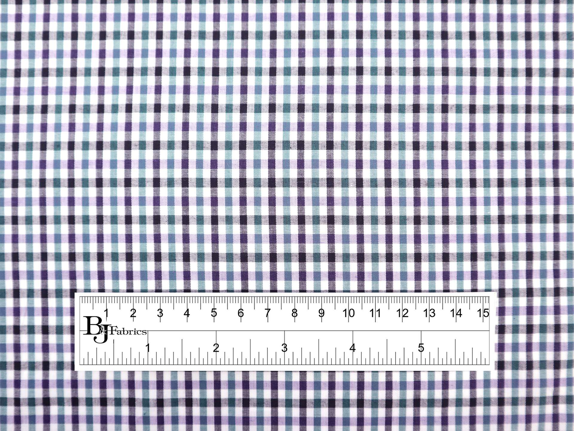 1/8" Cotton Gingham in Black, Lilac & Green