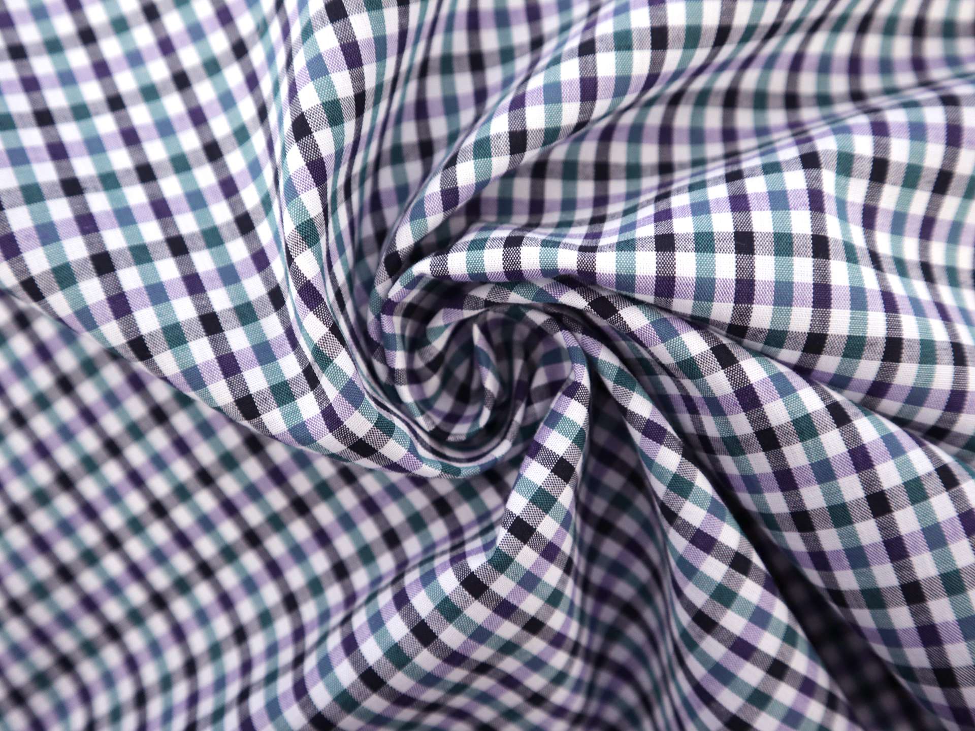 1/8" Cotton Gingham in Black, Lilac & Green