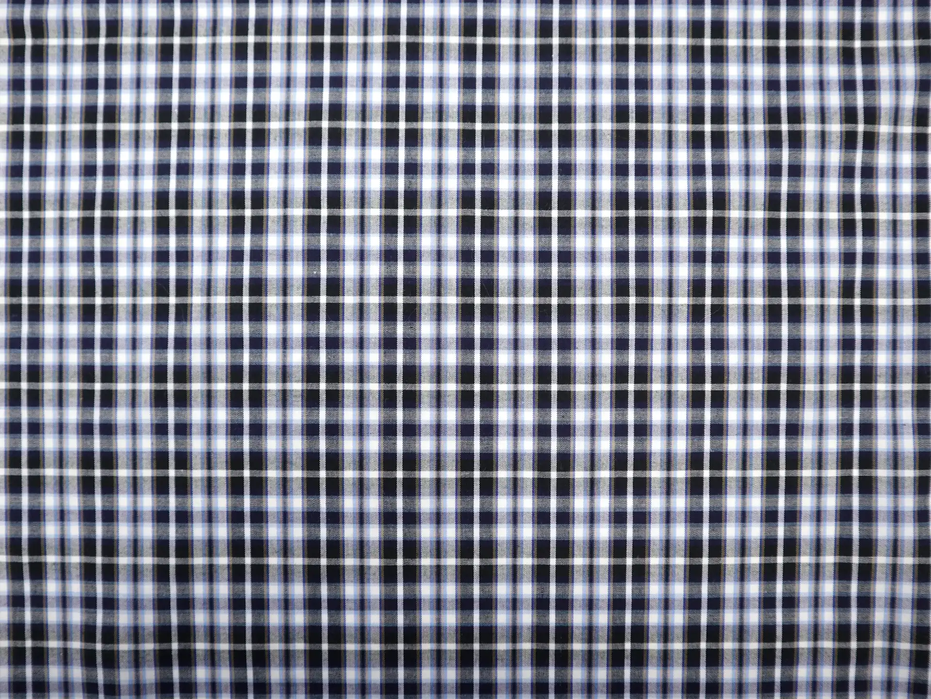 Cotton Plaid Shirting in Black, White & Blue