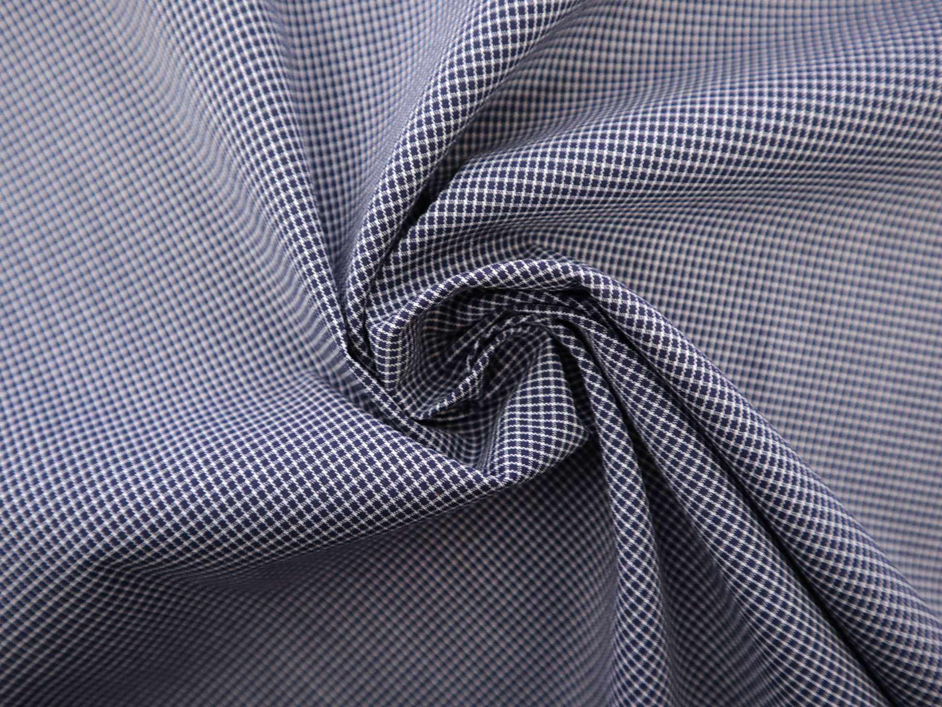 Stretch Cotton Martinique Check in Navy