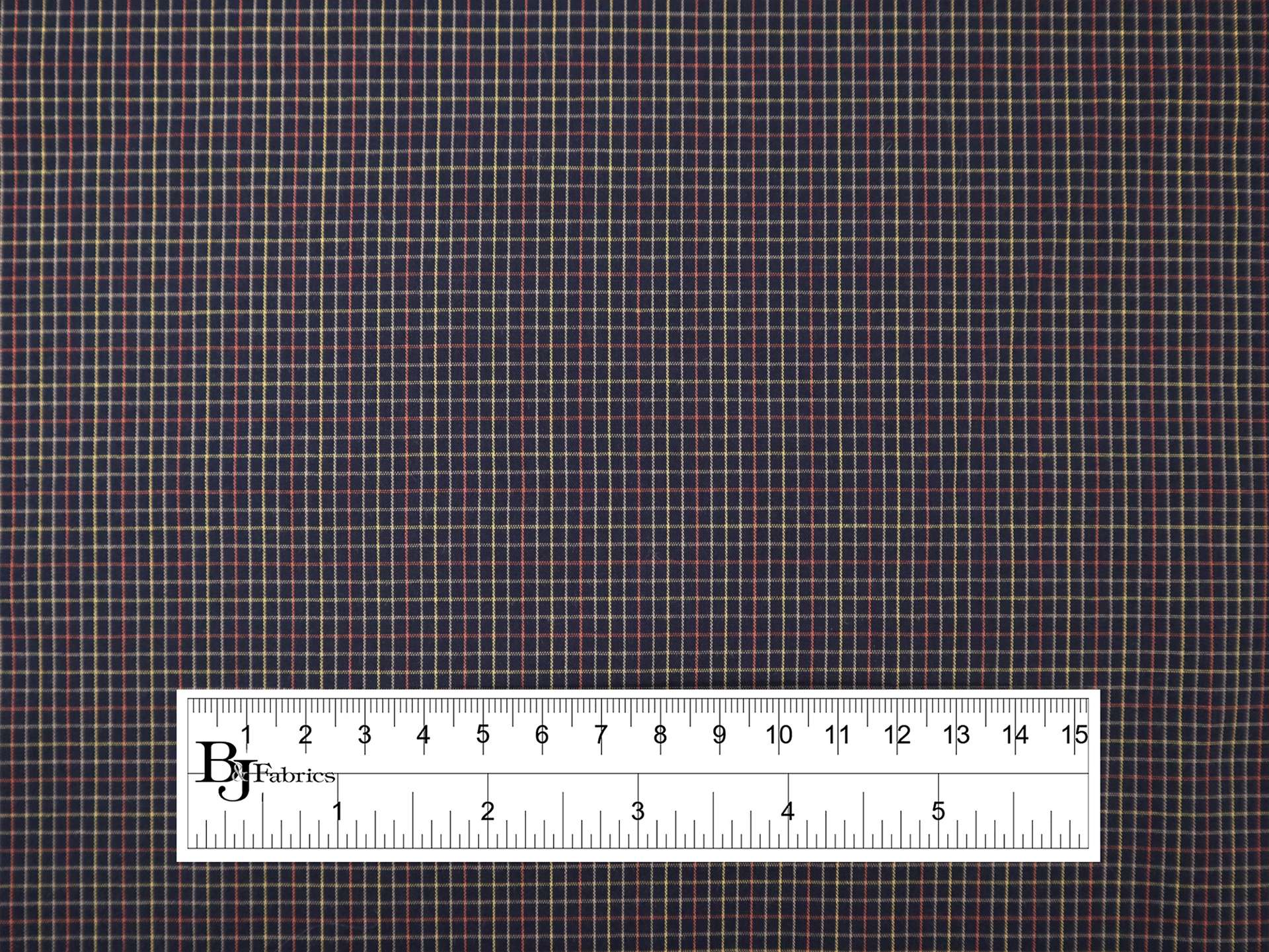 Cotton Petite Check Shirting in Navy Red Yellow