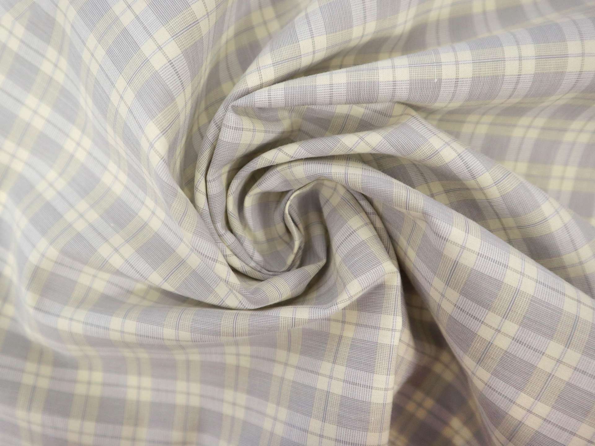 Cotton Plaid Shirting in Butter & Grey