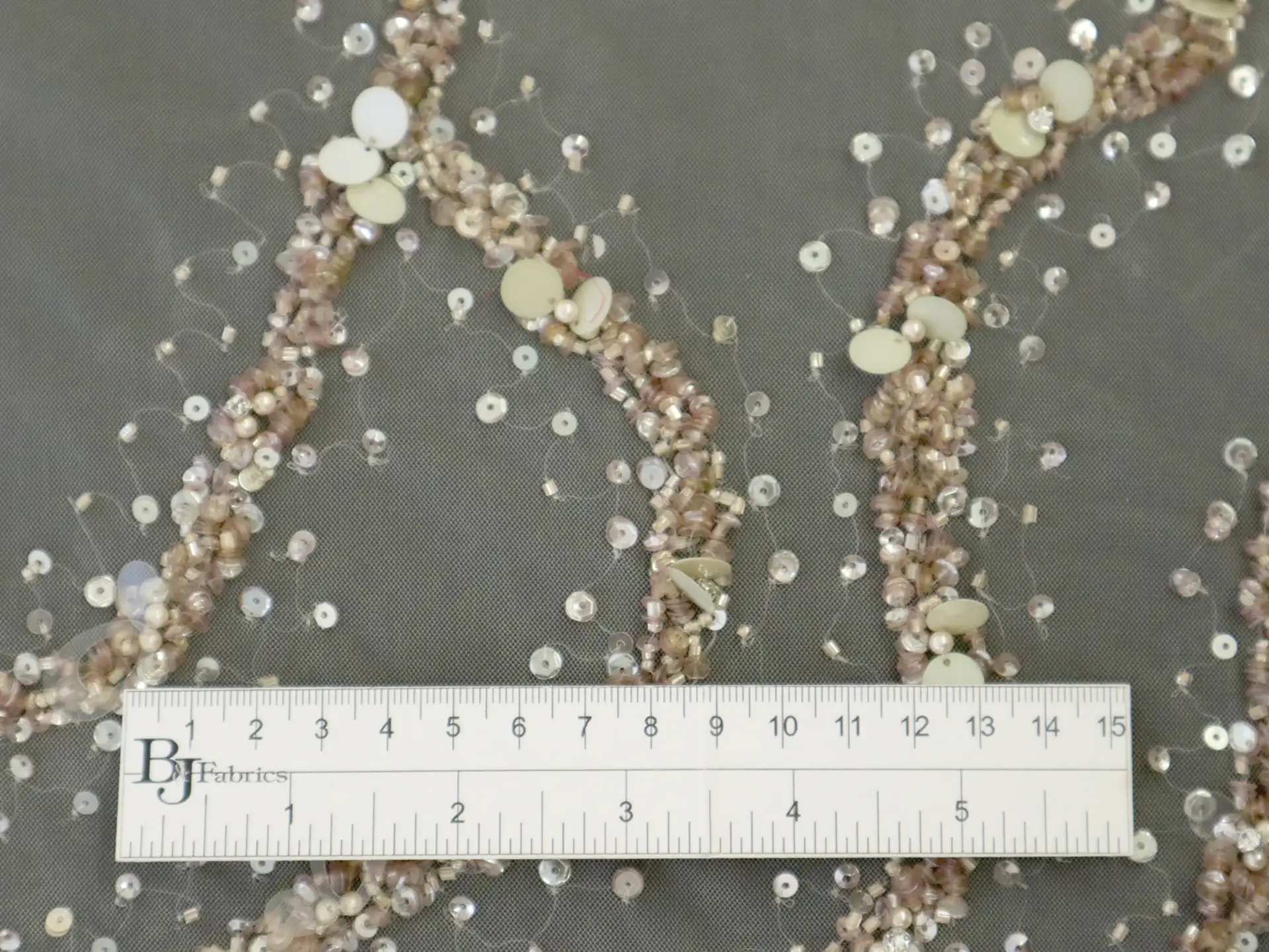 Beaded Tulle in Champagne