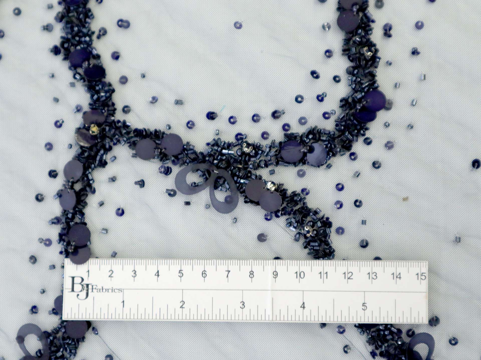 Beaded Tulle in Navy