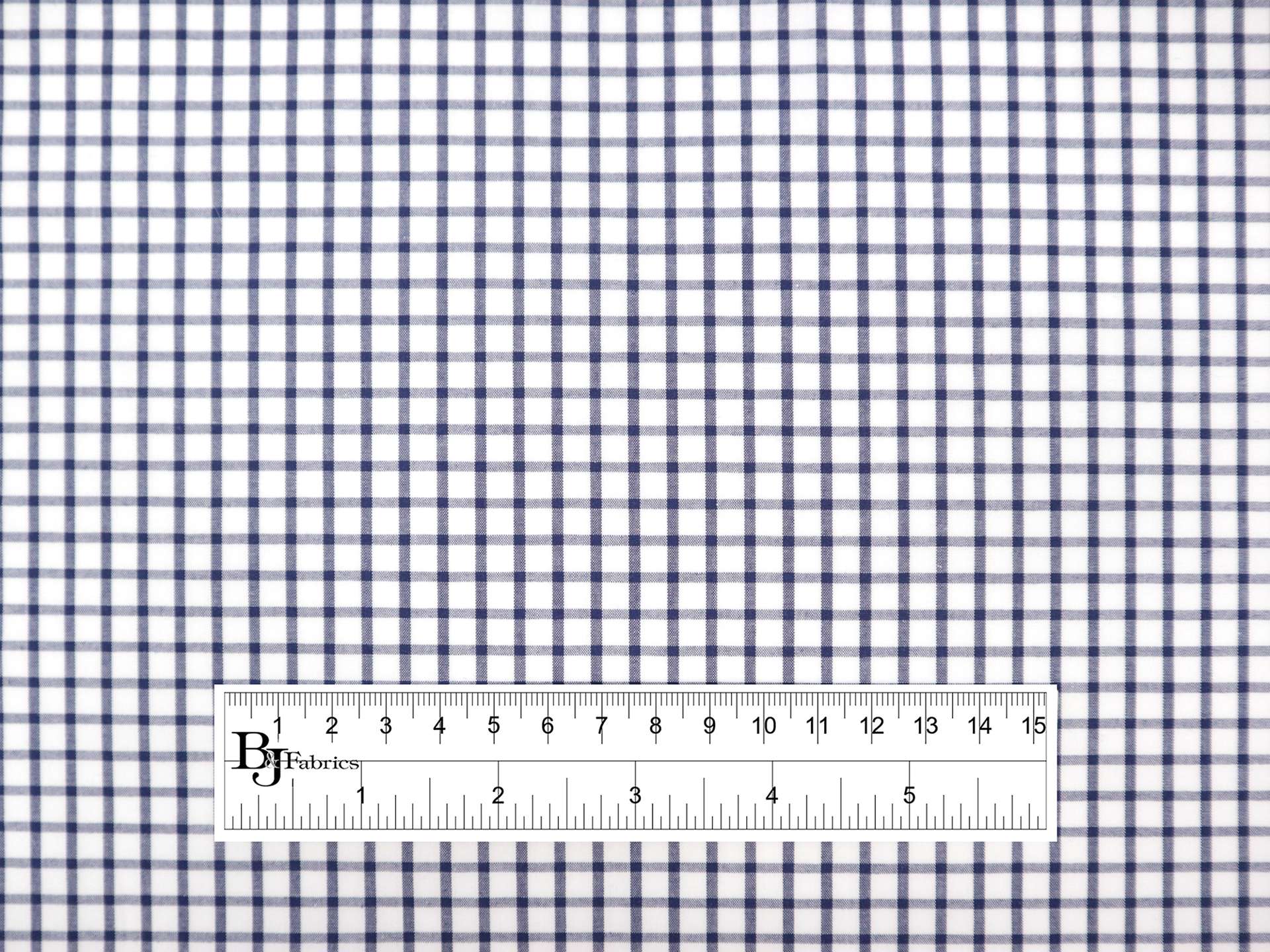 Cotton Check Shirting in Navy & White