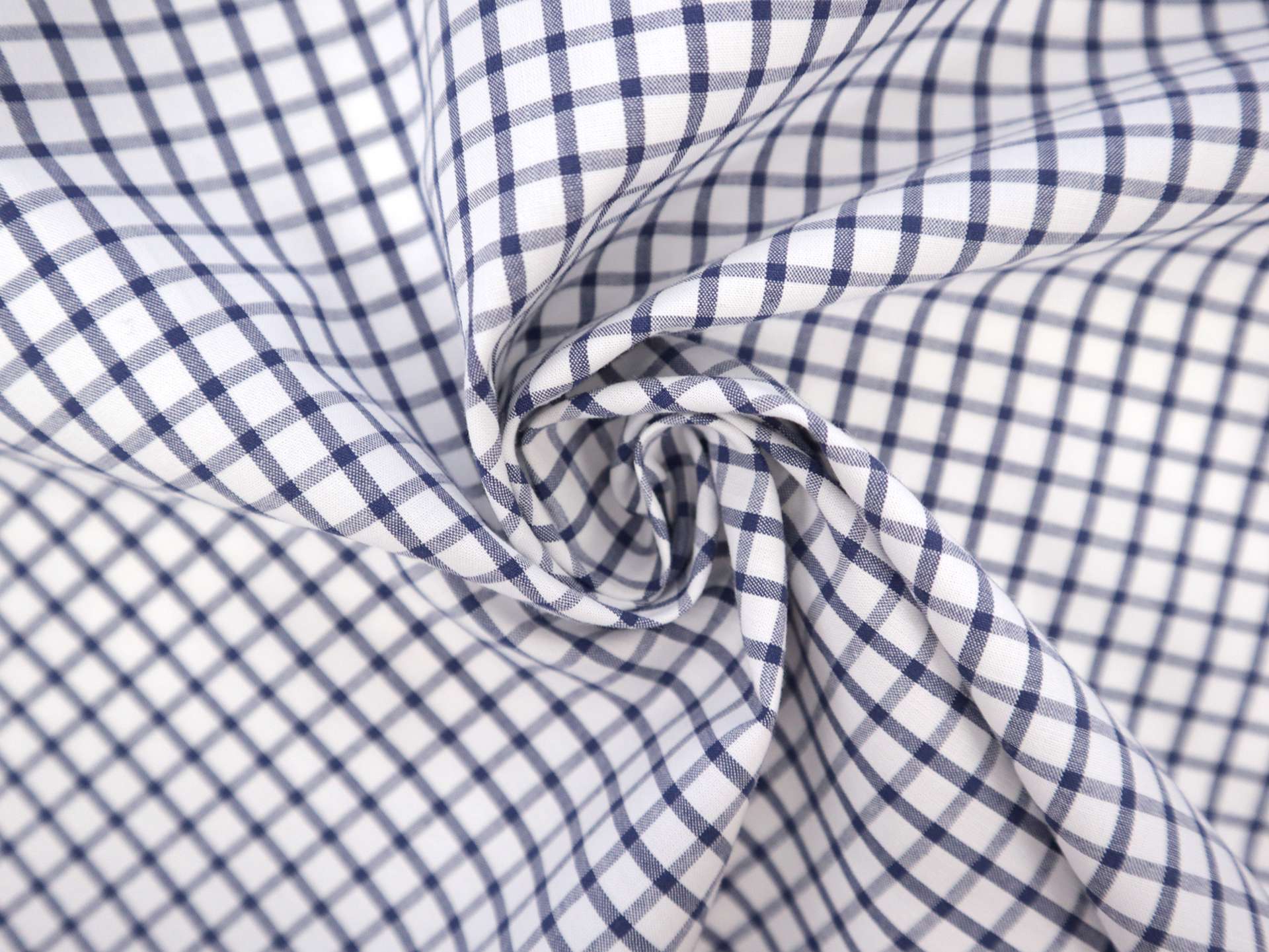 Cotton Check Shirting in Navy & White